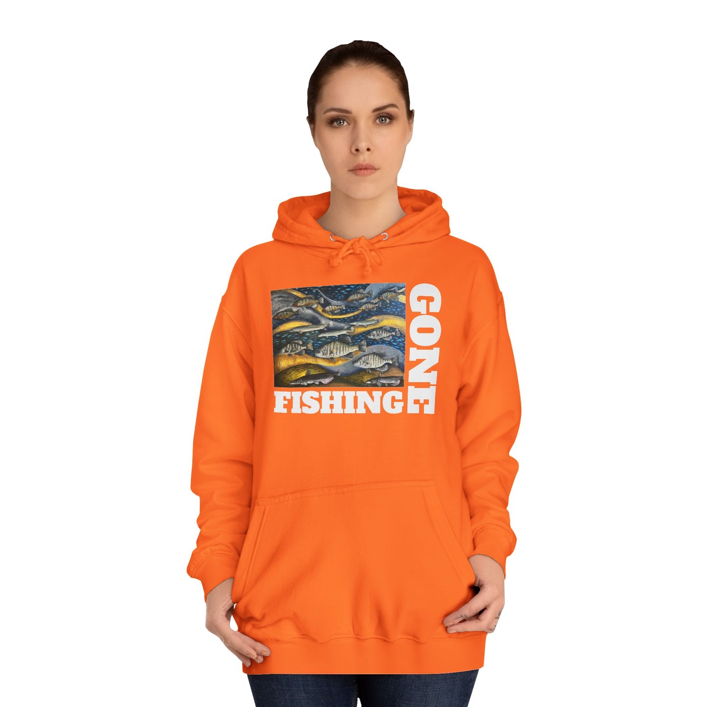 Unisex College Hoodie, Gone Fishing, FrediFreds Home Collection