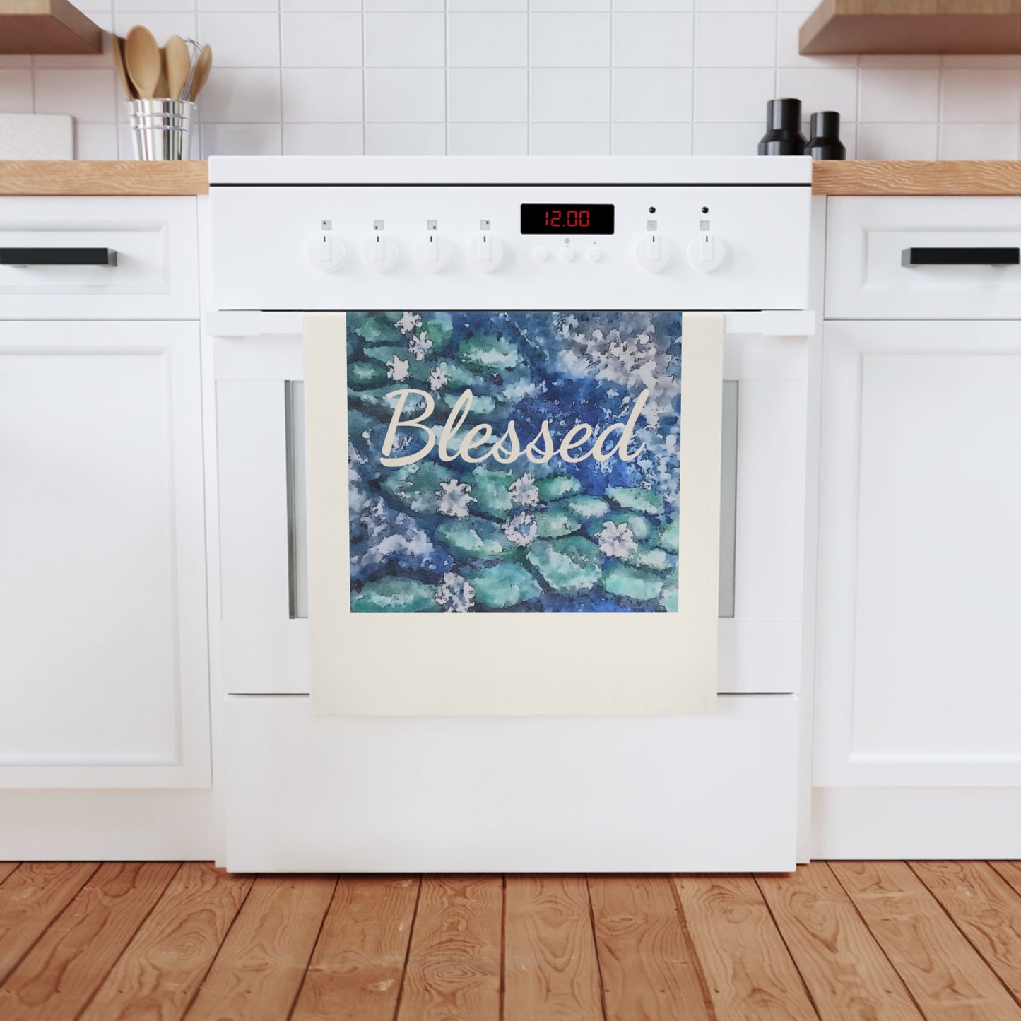Cotton Tea Towel, Water Lilies, Blessed, FrediFreds Home Collection