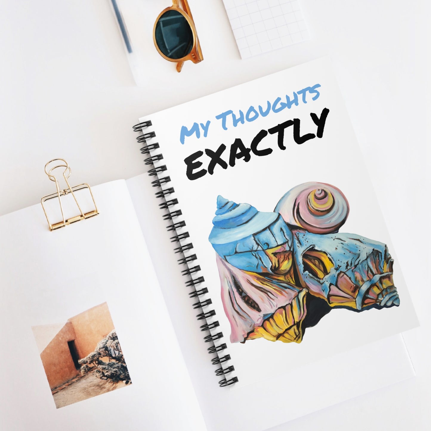 Spiral Notebook - Ruled Line "My Thoughts", Artsy Pastel Beach Shells, Beachwalker Club Collection
