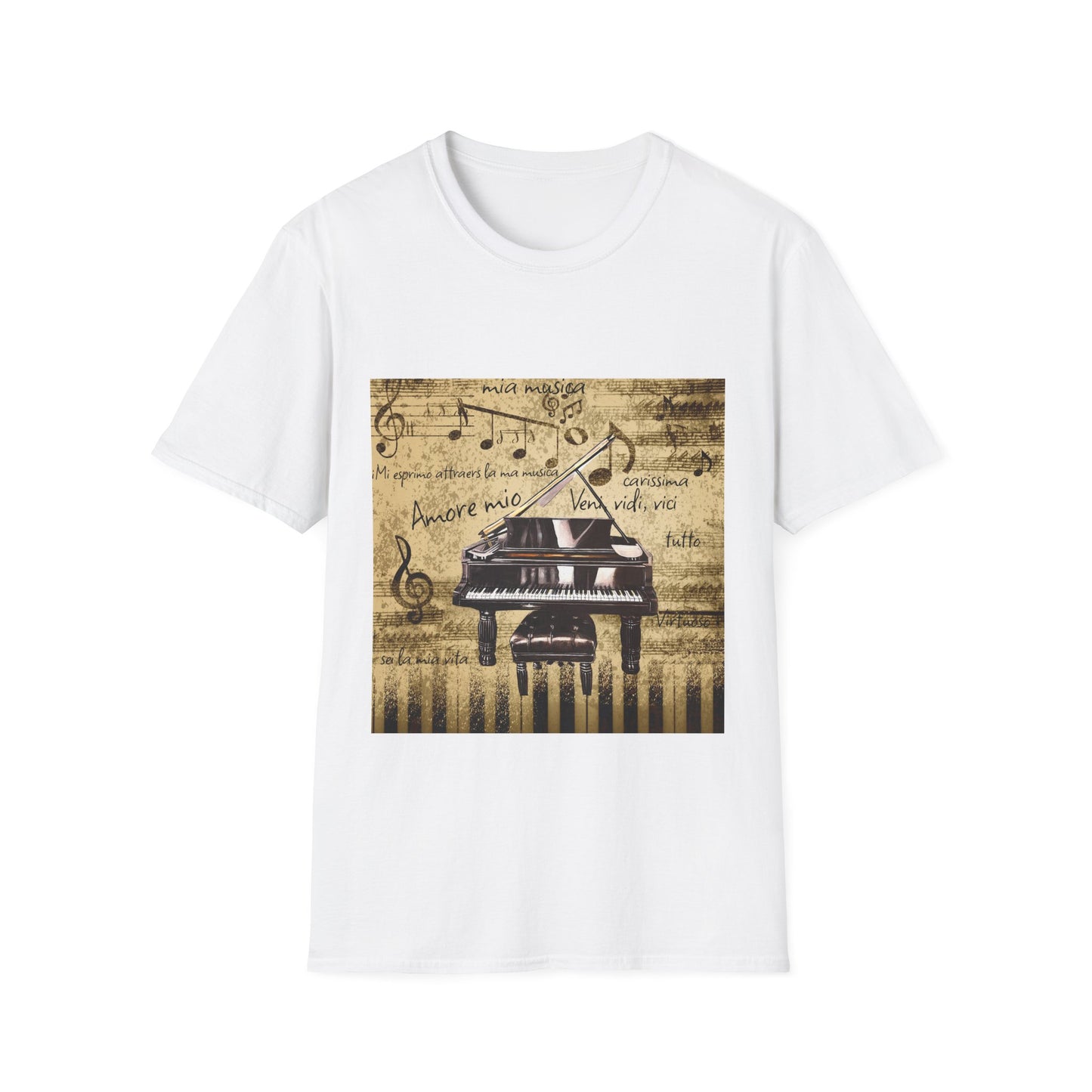 Unisex Softstyle T-Shirt, Pianist, Love Notes, Soul Music