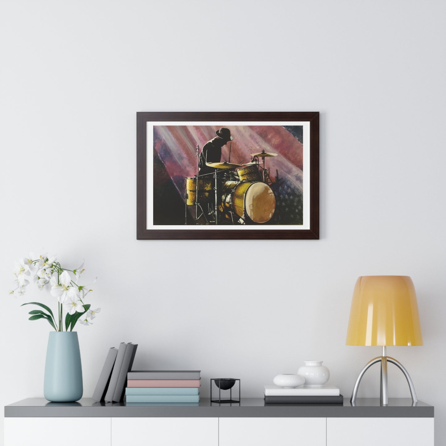 Framed Horizontal Poster, Drummer, Soul Music Collection