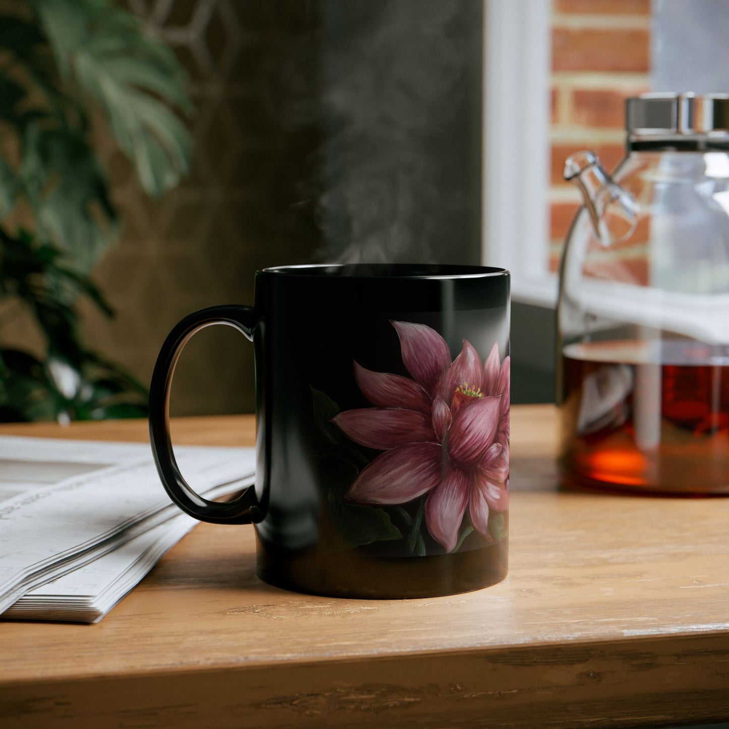 Black Mug (11oz, 15oz), Lotus,Tranquility, 1 Peter 5:7, Coffee Devotion, FrediFreds Home Collection