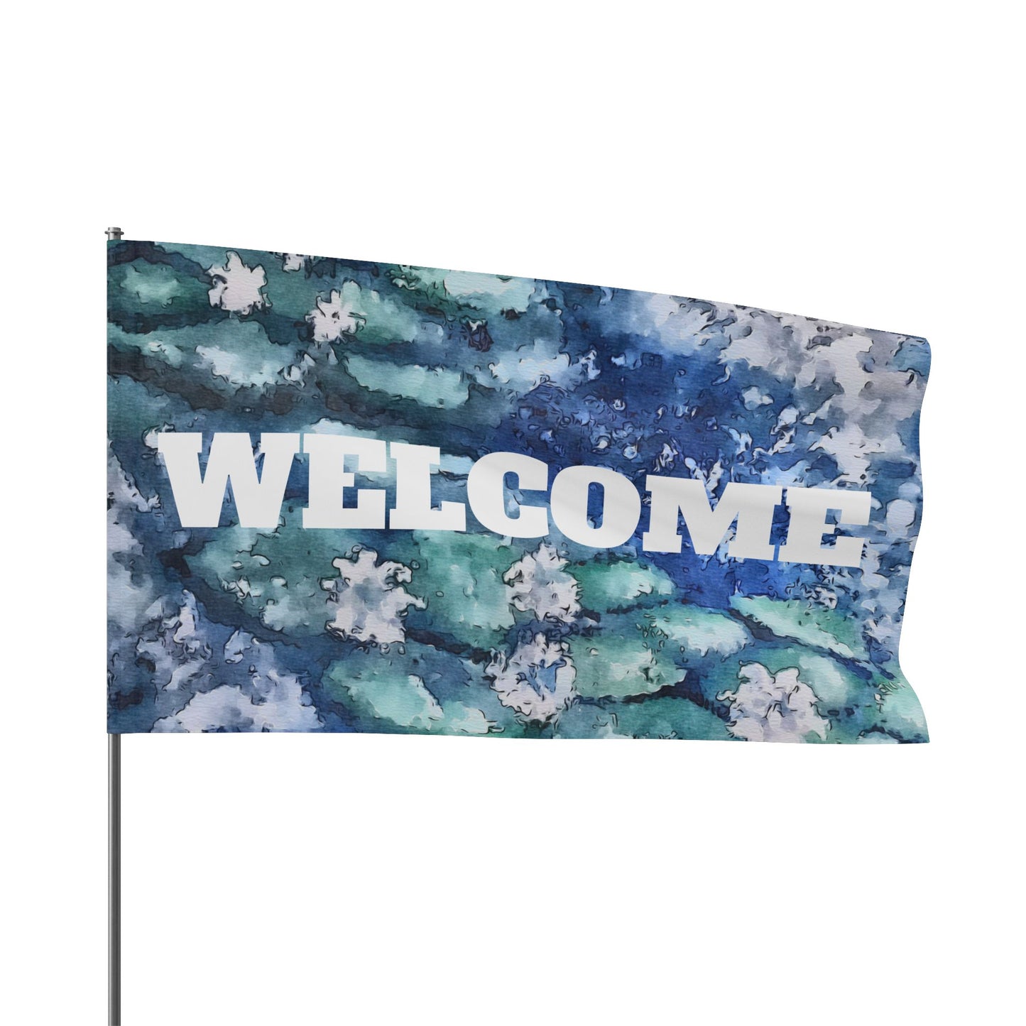 Flag, Water Lilies, Welcome, FrediFreds Home Collection