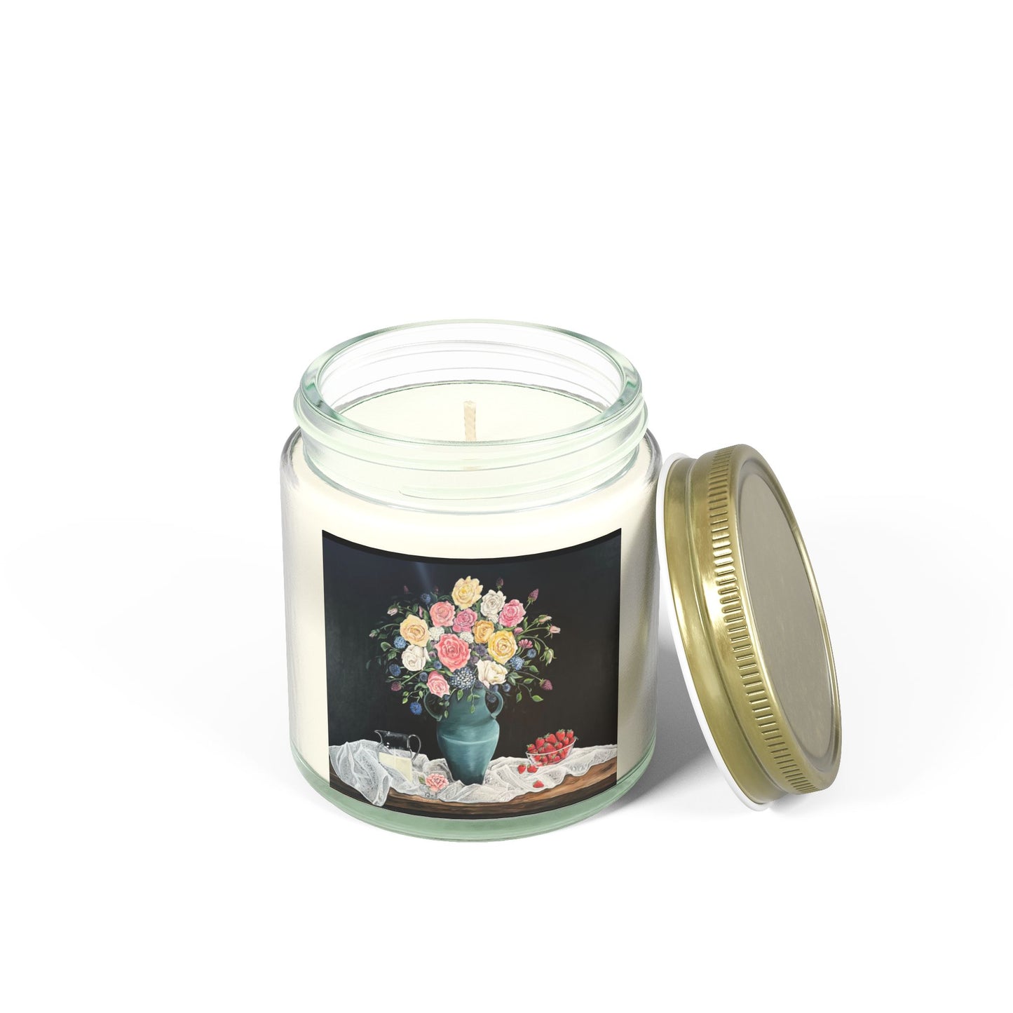 Scented Candles, Coconut Apricot Wax (4oz, 9oz), Strawberries and Lace, Art, FrediFreds Home Collection