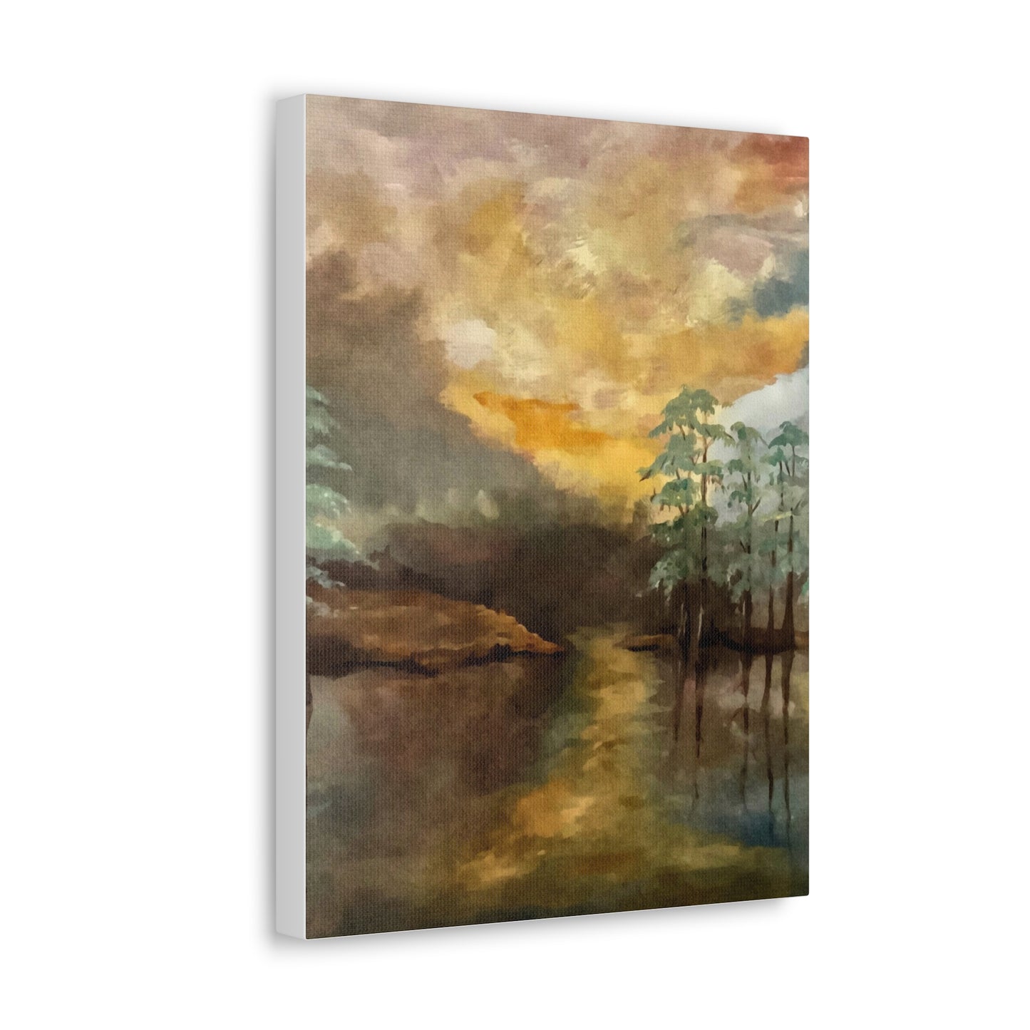 Canvas Gallery Wraps, Moon Lake Watercolor, FrediFreds Home Collection