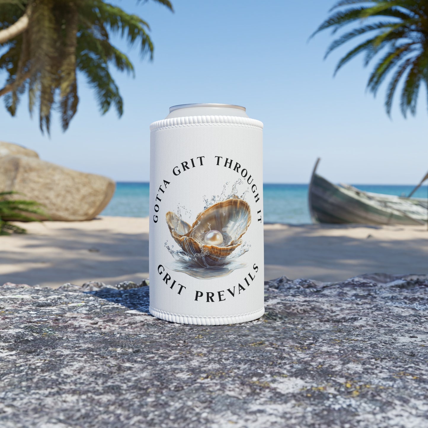 Stubby Cooler With Printed Design "Grit Prevails"