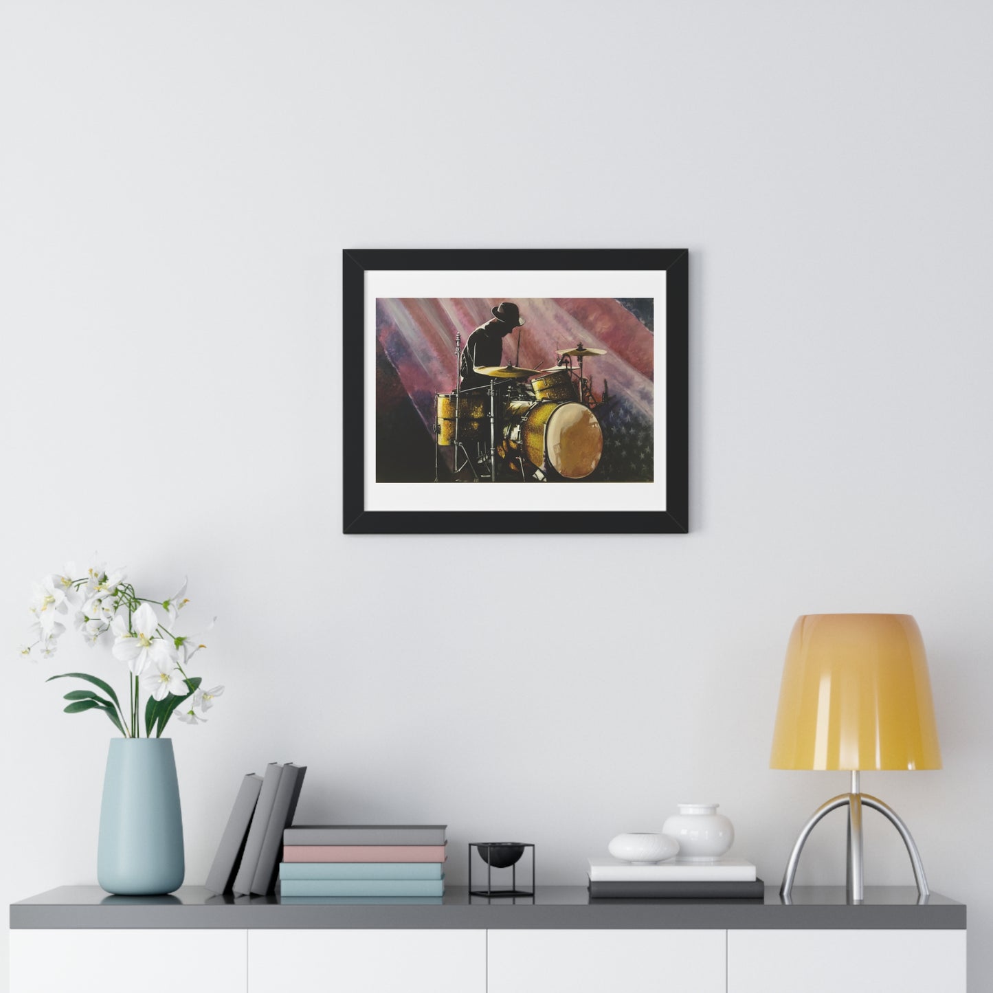 Framed Horizontal Poster, Drummer, Soul Music Collection