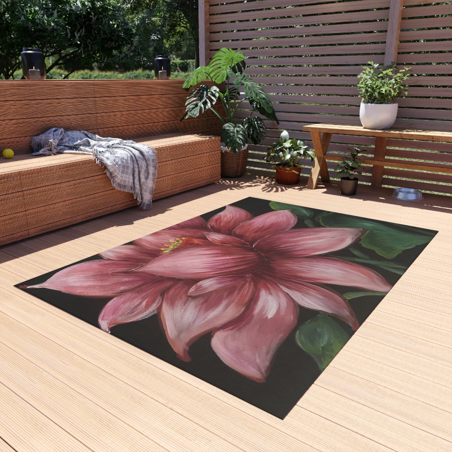 Outdoor Rug, Lotus Pink Midnight, Artsy, FrediFreds Home Collection