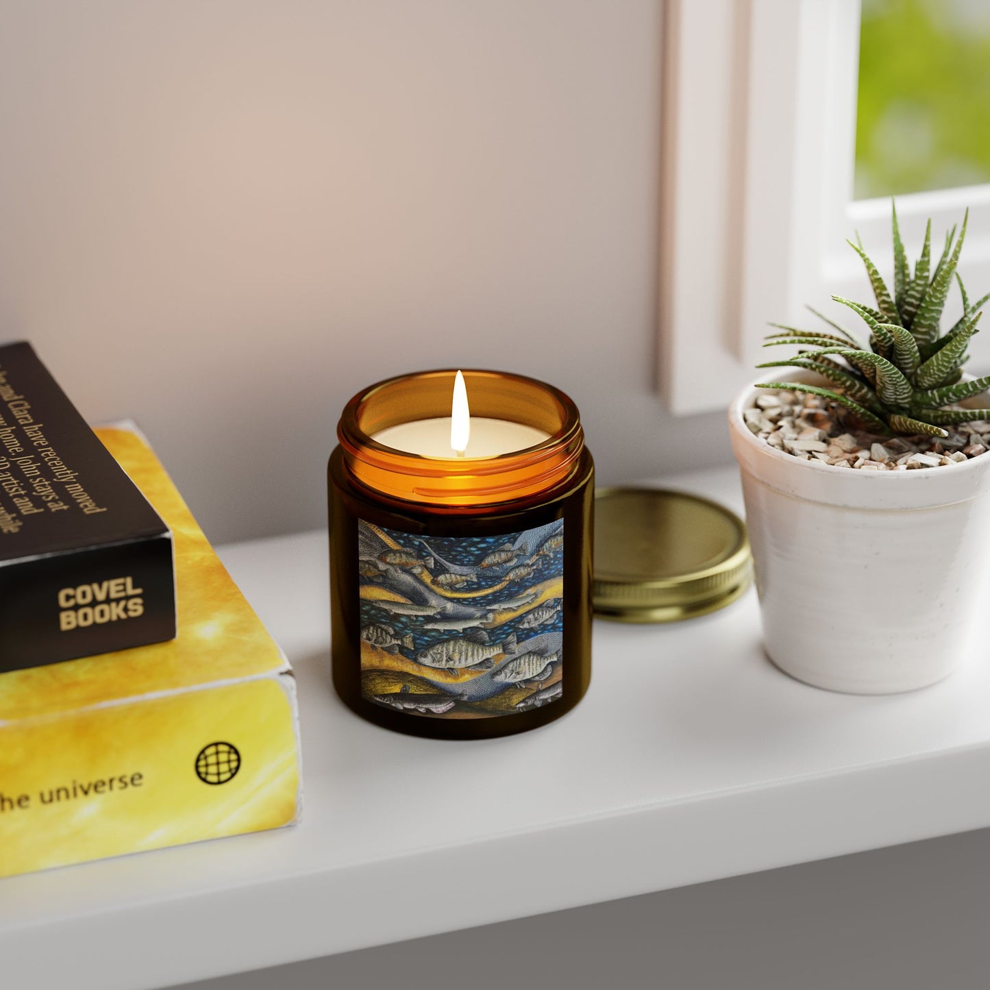 Scented Candles, Coconut Apricot Wax (4oz, 9oz), Manly Man's Candle, Fishing Themed, Honey Hole, FrediFreds Home Collection