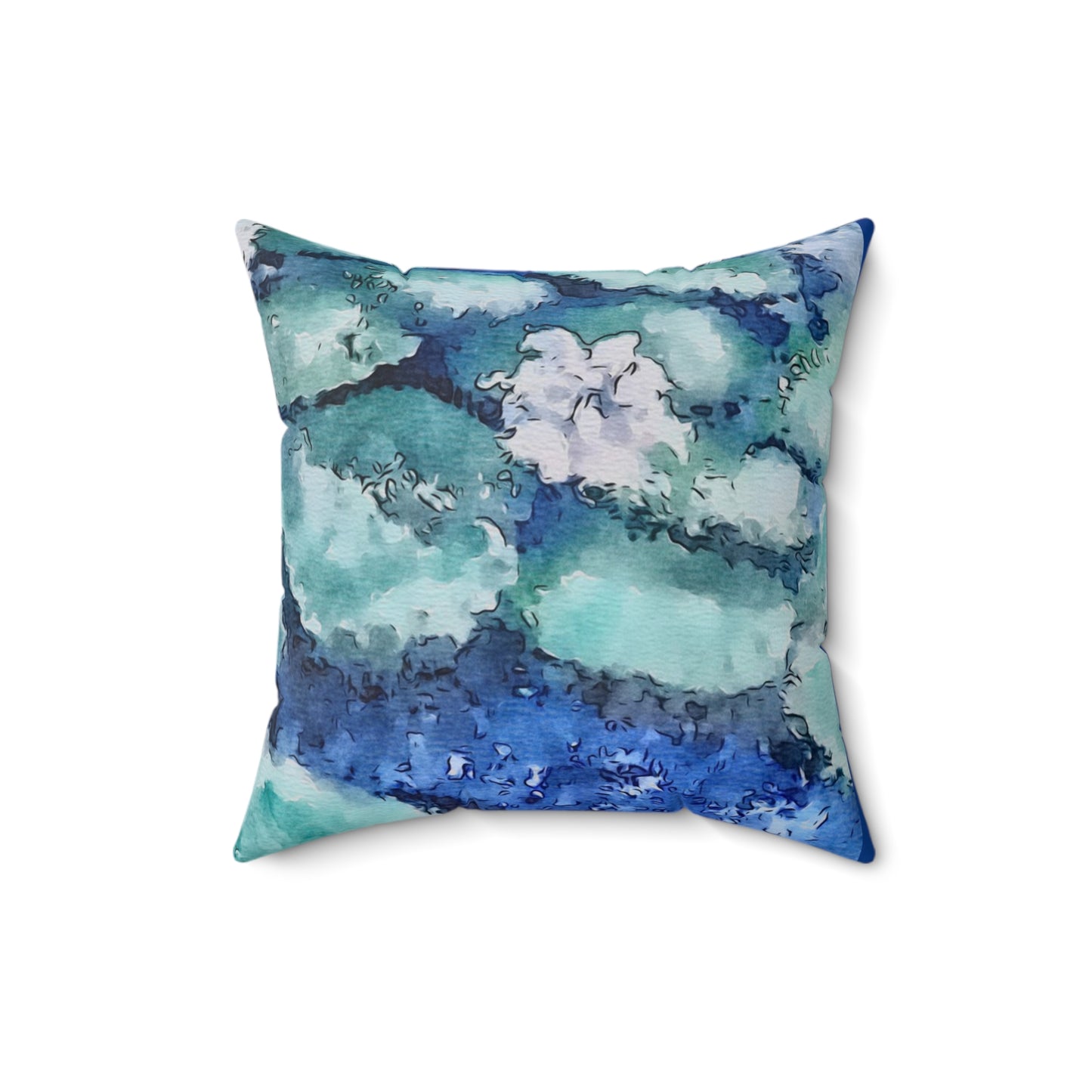 Spun Polyester Square Pillow, Water Lilies, FrediFreds Home Collection