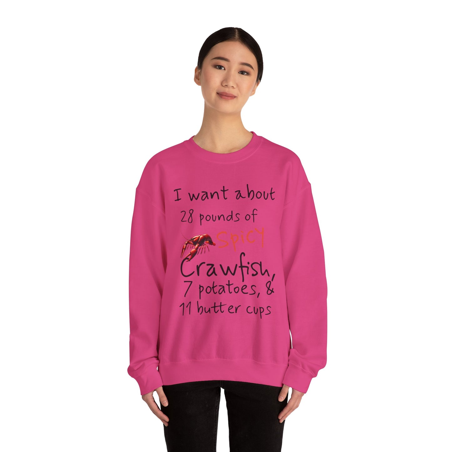 Unisex Heavy Blend™ Crewneck Sweatshirt, I want 28 pounds of Crawfish, Life on the Bayou Collection