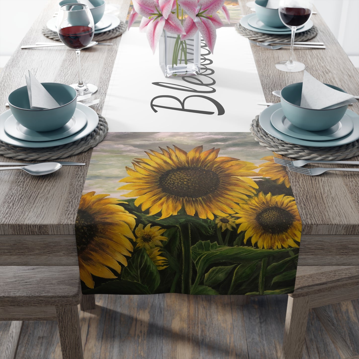 Table Runner (Cotton, Poly), Sunflower Field, Life on the Bayou Collection