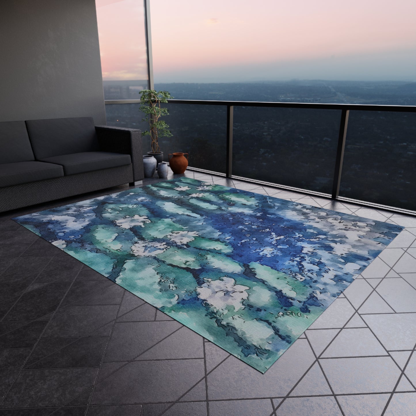 Outdoor Rug, Water Lilies, FrediFreds Home Collection