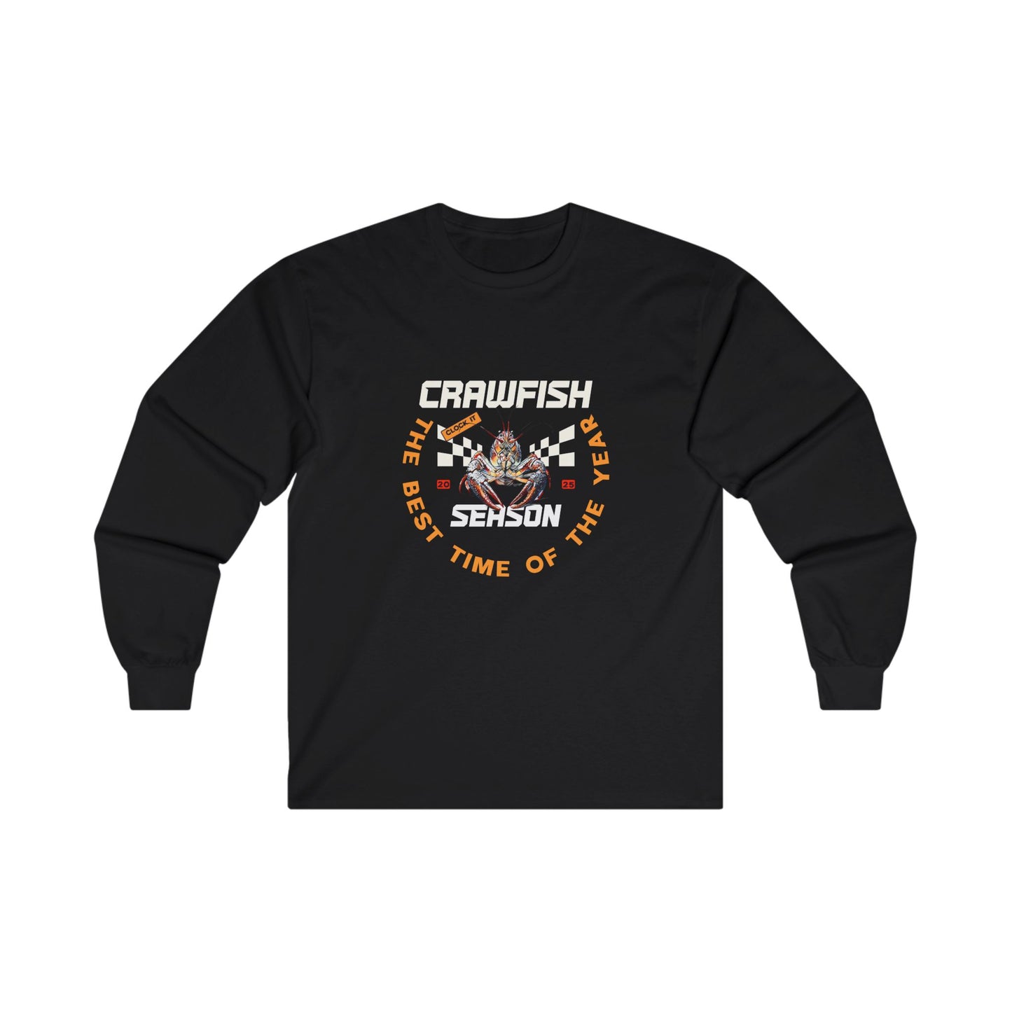 Unisex Ultra Cotton Long Sleeve Tee, Clock It Crawfish Season, Life on the Bayou Collection