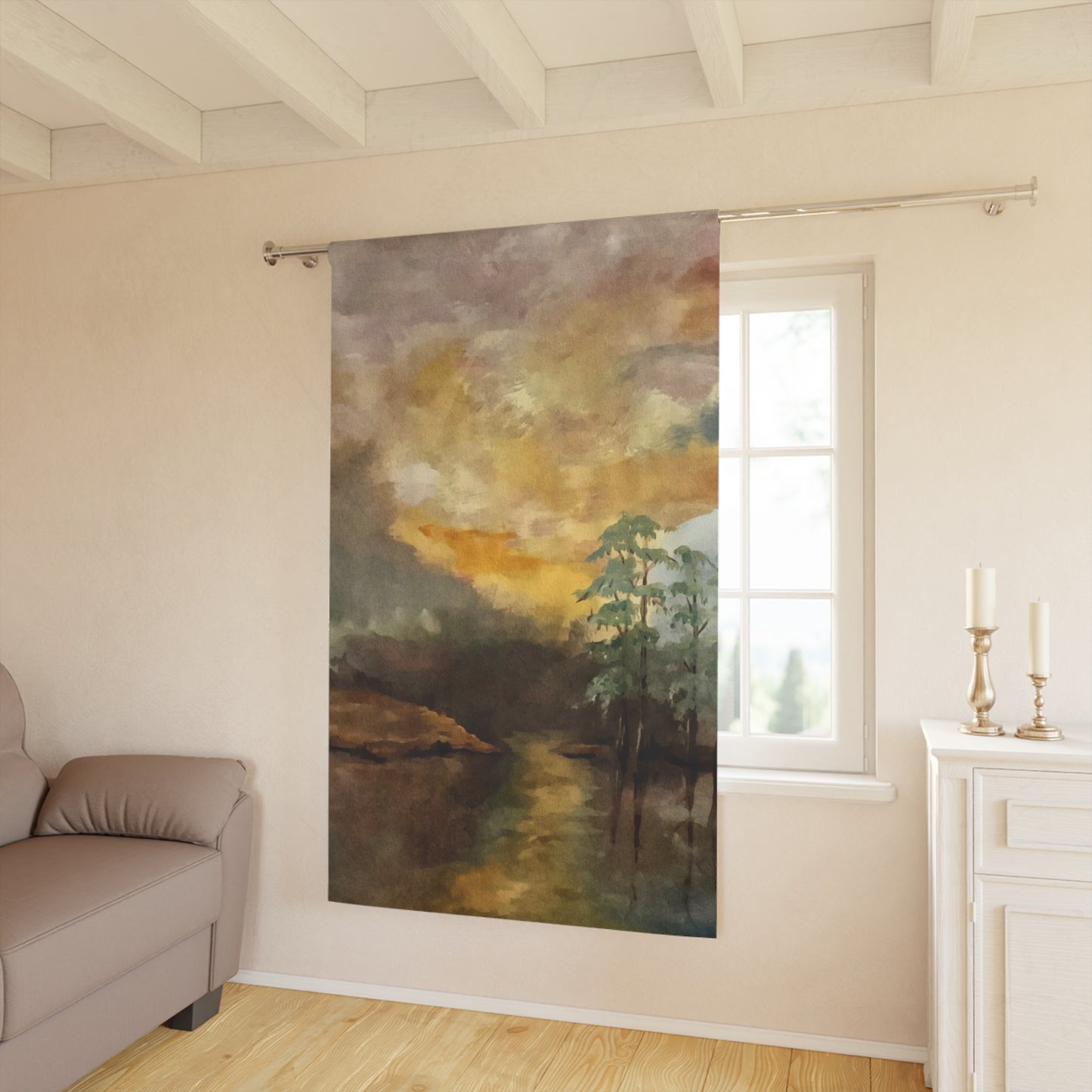Window Curtains (1 Piece), Moon Lake, Art, FrediFreds Home Collection