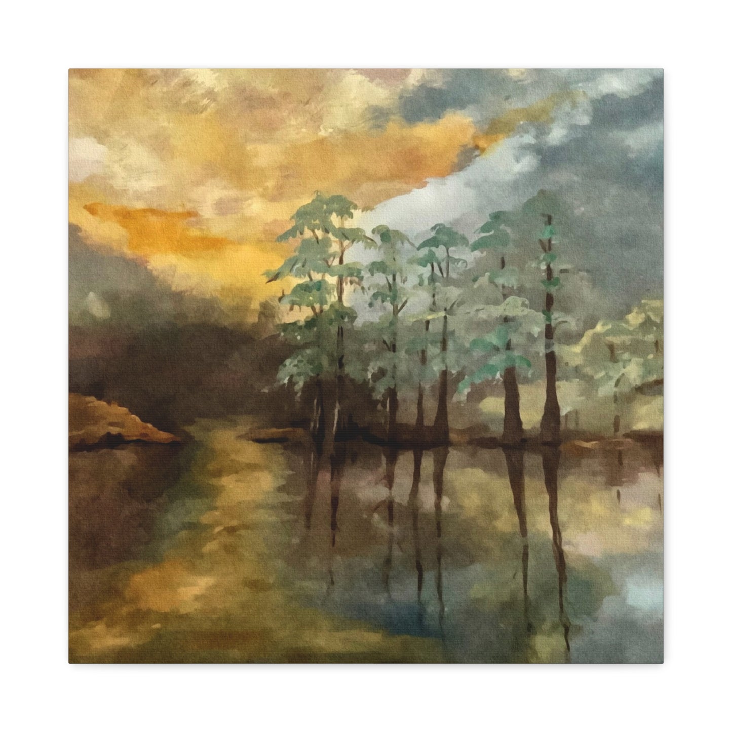 Canvas Gallery Wraps, Moon Lake Watercolor, FrediFreds Home Collection