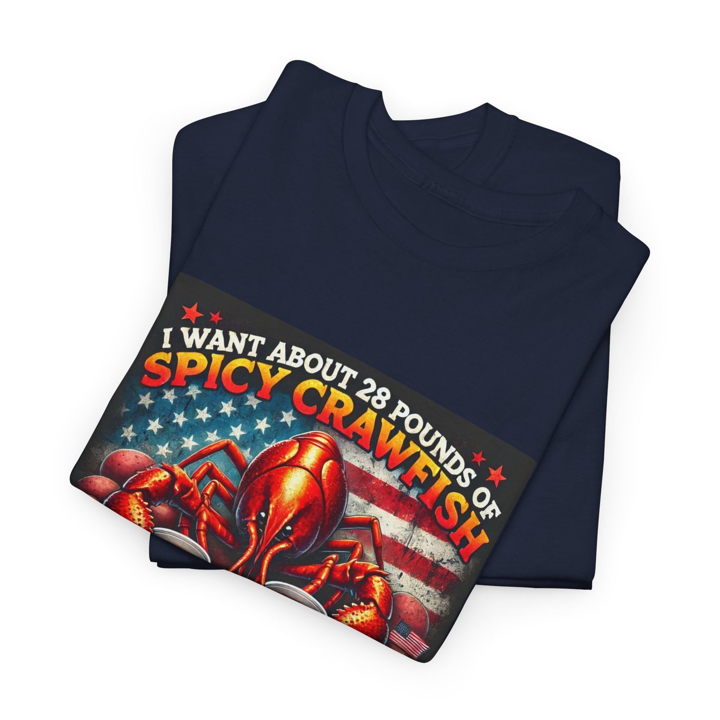 Unisex Heavy Cotton Tee, Old Glory and Crawfish, Crawfish Season and Life on the Bayou Collection