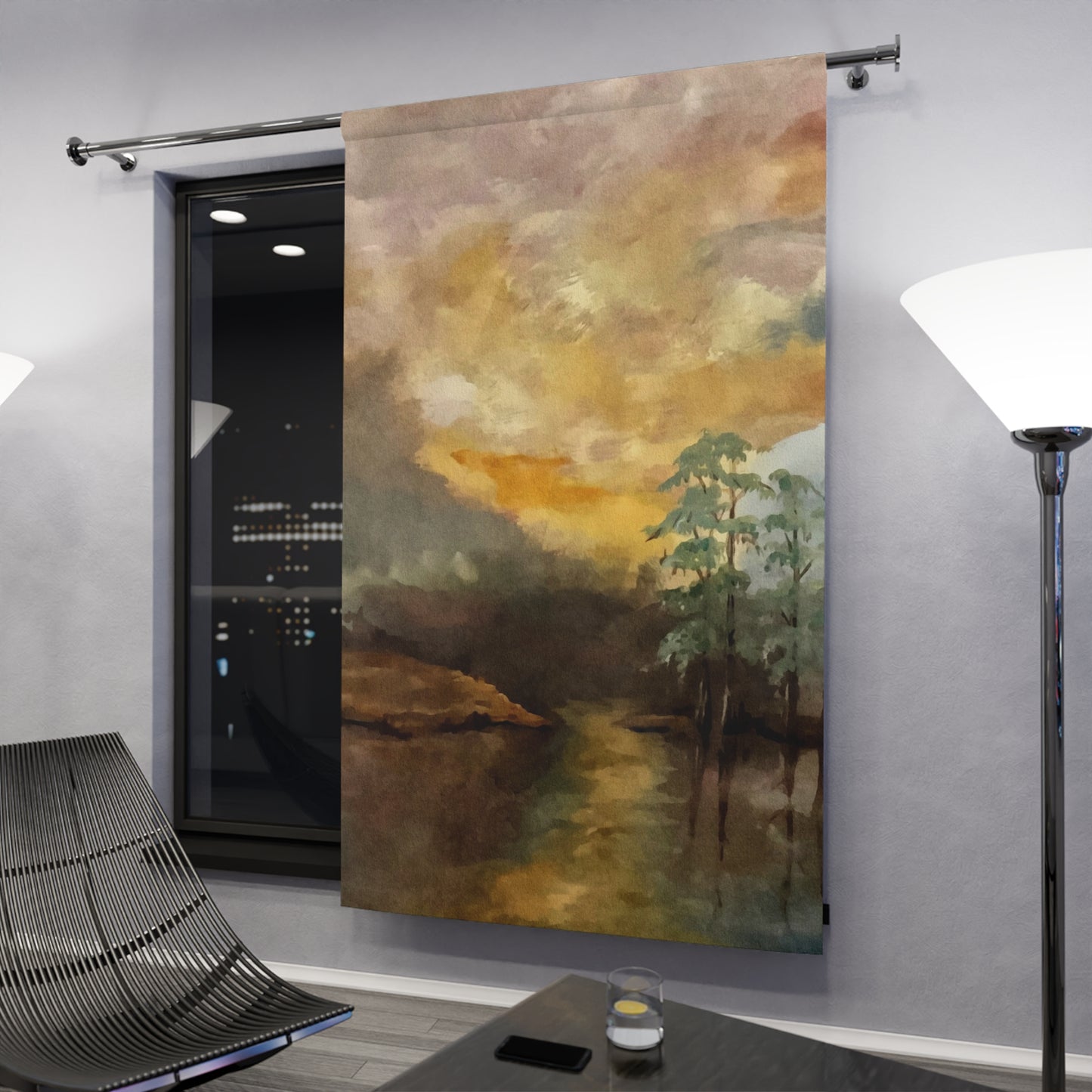 Window Curtains (1 Piece), Moon Lake, Art, FrediFreds Home Collection