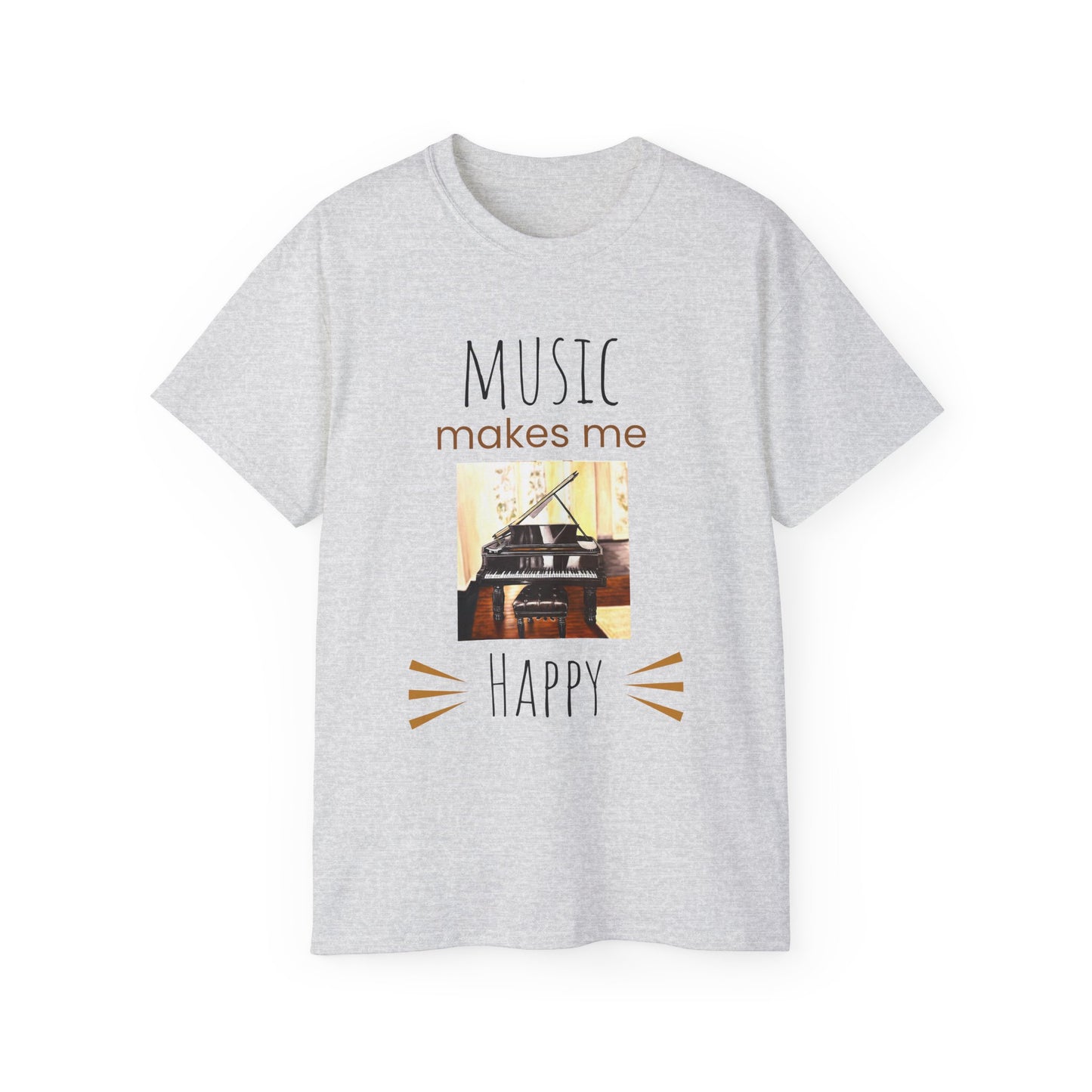 Unisex Ultra Cotton Tee, Music, Piano Artwork, Happy, Soul Music