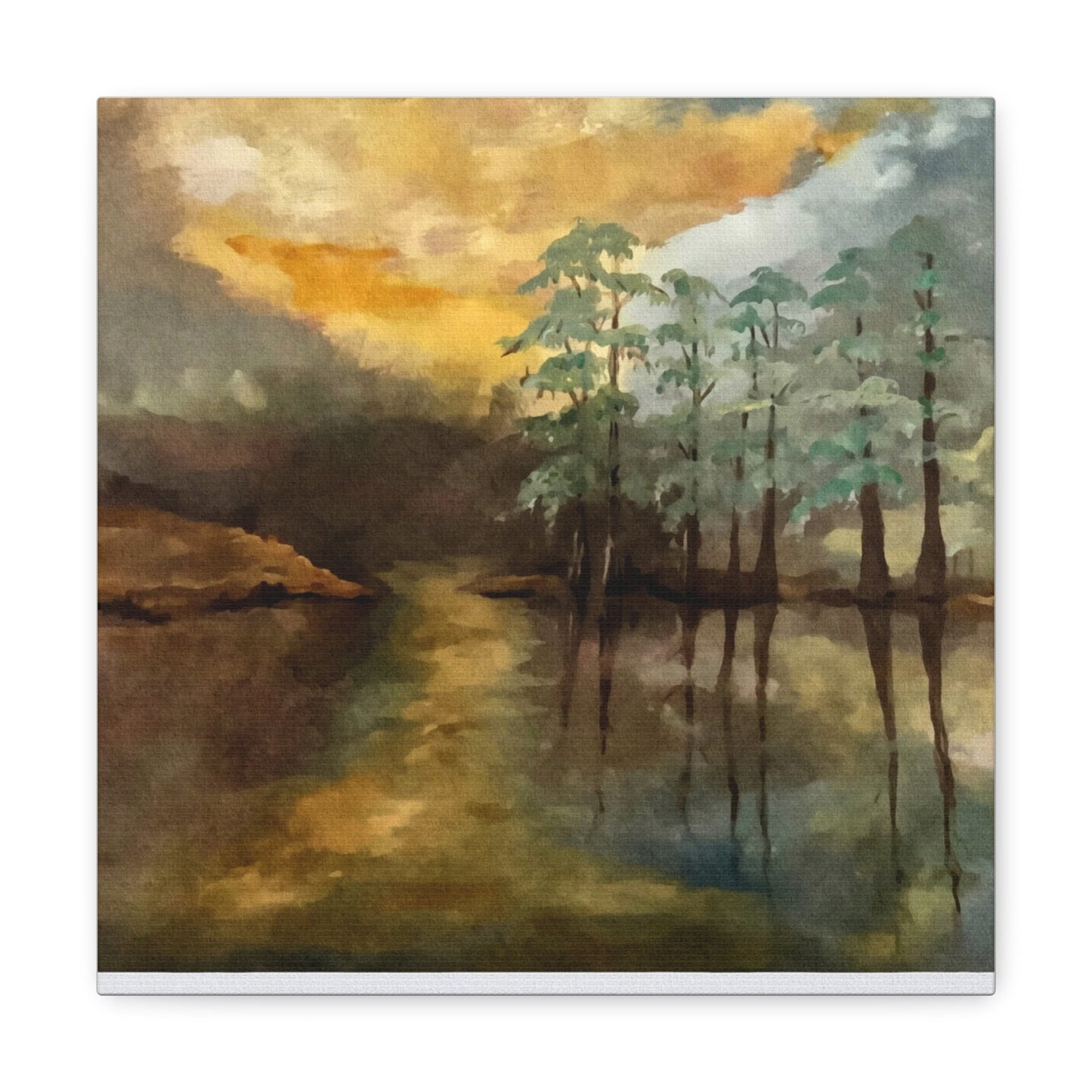 Canvas Gallery Wraps, Moon Lake Watercolor, FrediFreds Home Collection