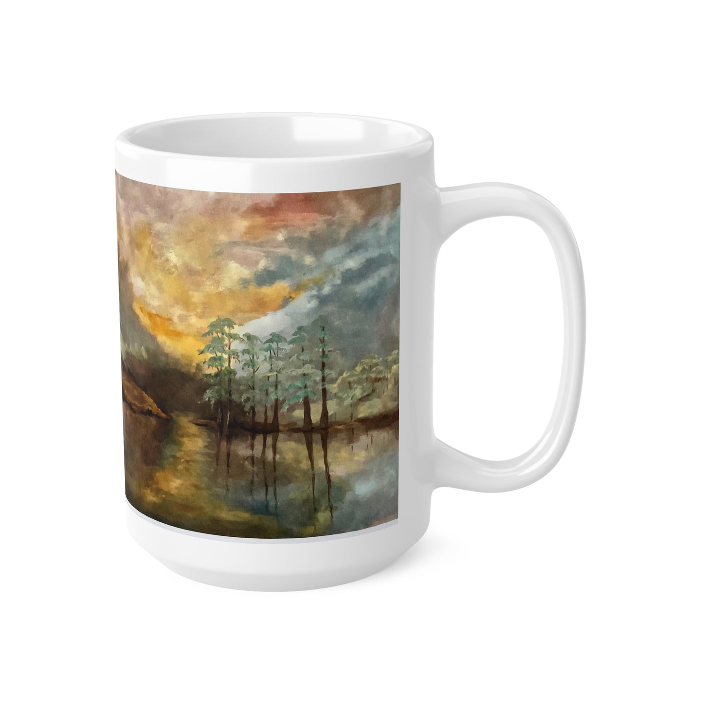 Ceramic Coffee Cups, 11oz, 15oz, Designer Series, Artwork, With God all things are possible", Moon Lake, FrediFreds Home Collection