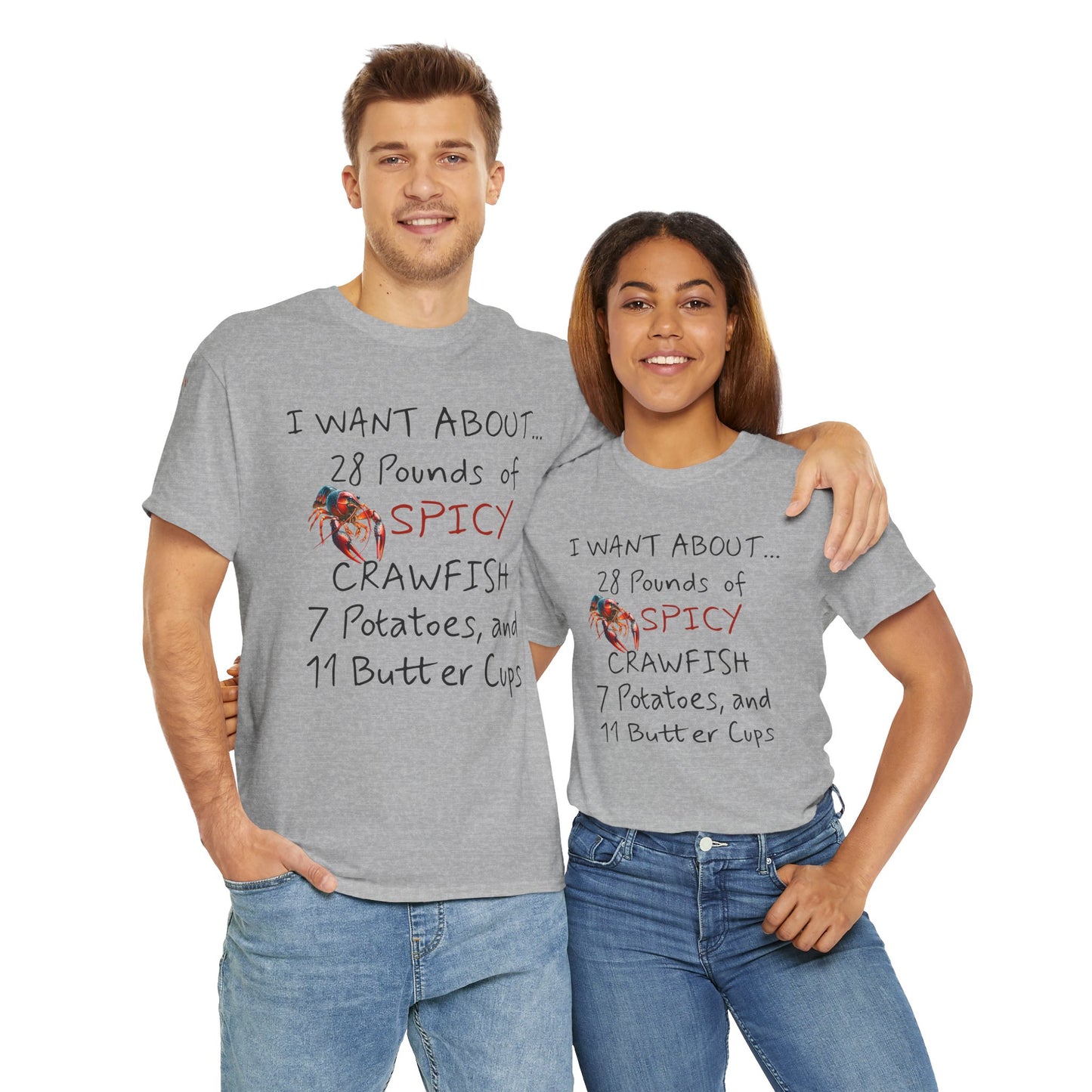 Unisex Heavy Cotton Tee, I Want About 28 Pounds of Crawfish, Humorous, Life on the Bayou Collection