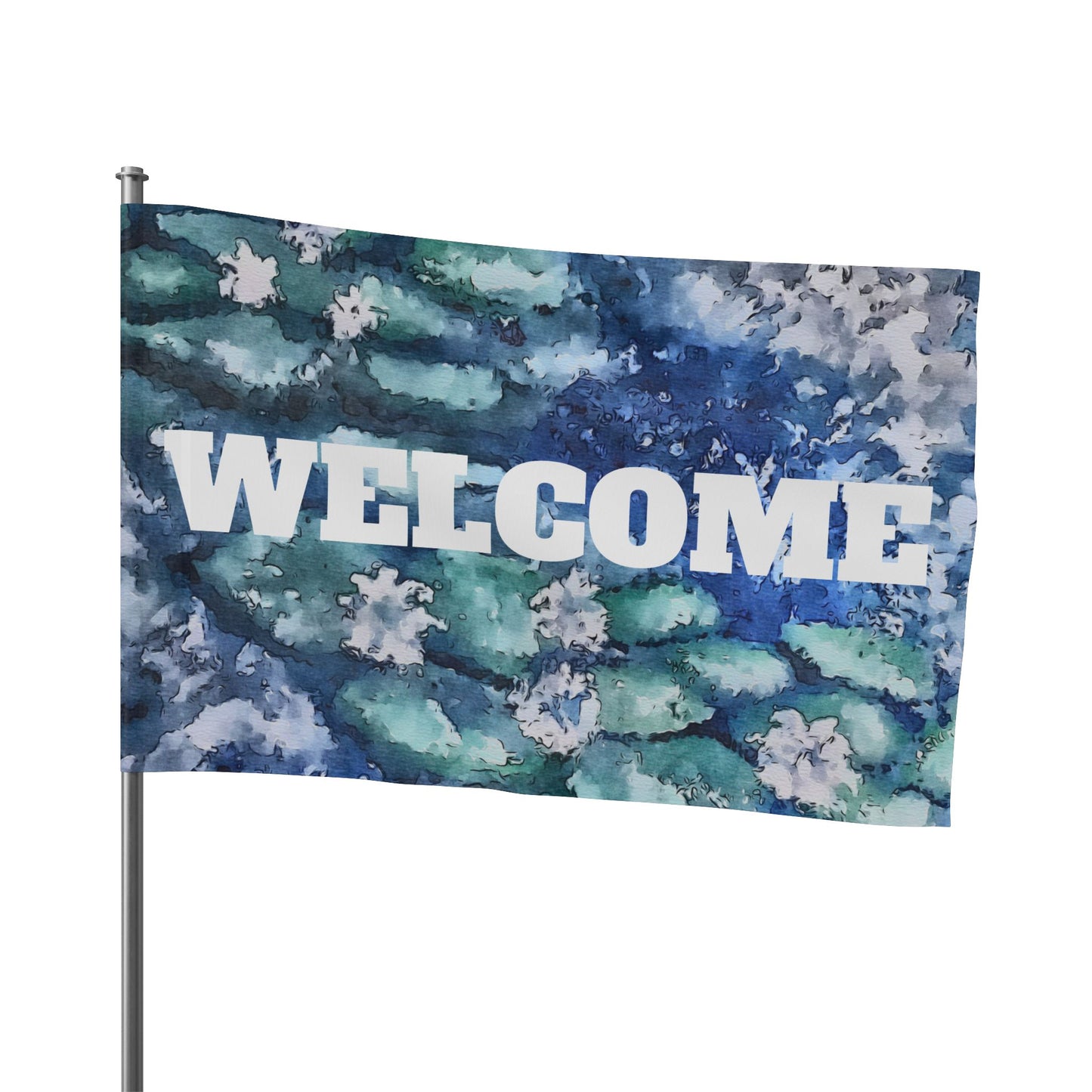 Flag, Water Lilies, Welcome, FrediFreds Home Collection