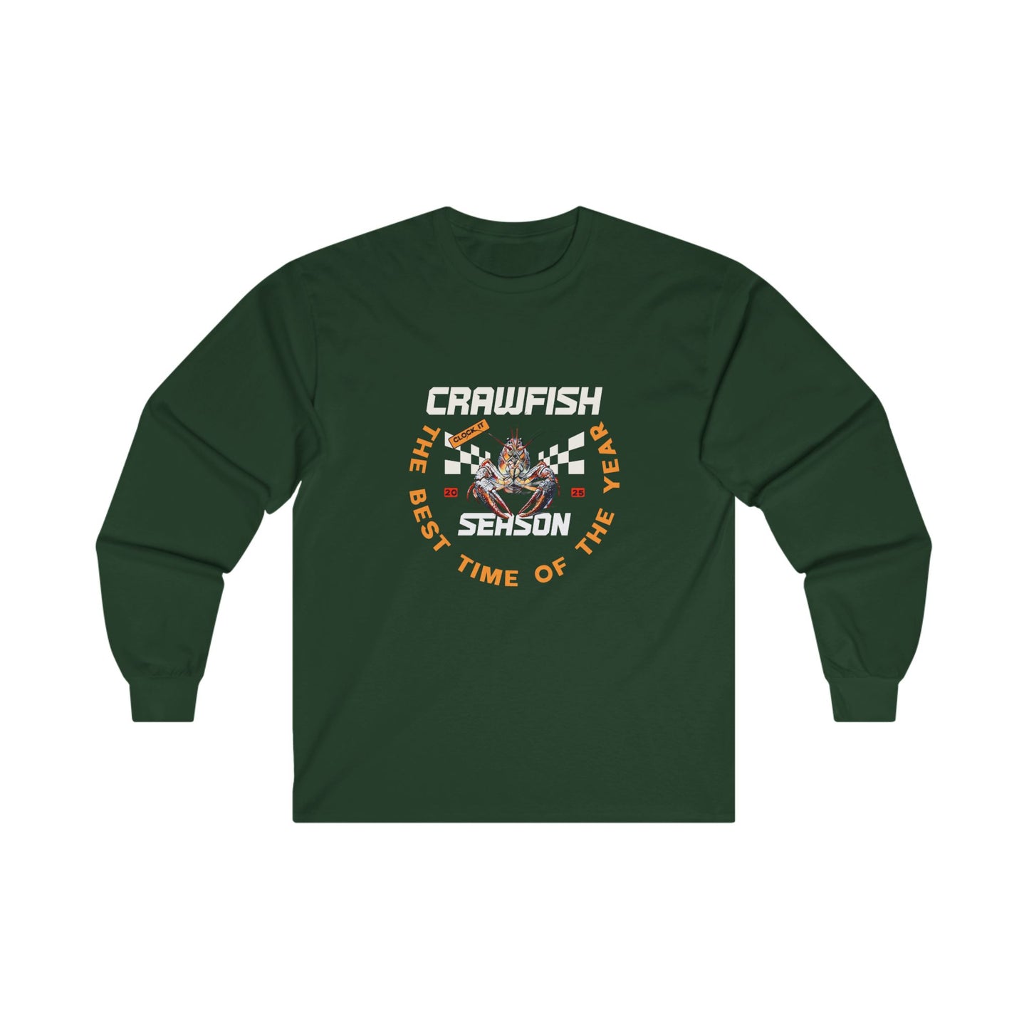 Unisex Ultra Cotton Long Sleeve Tee, Clock It Crawfish Season, Life on the Bayou Collection