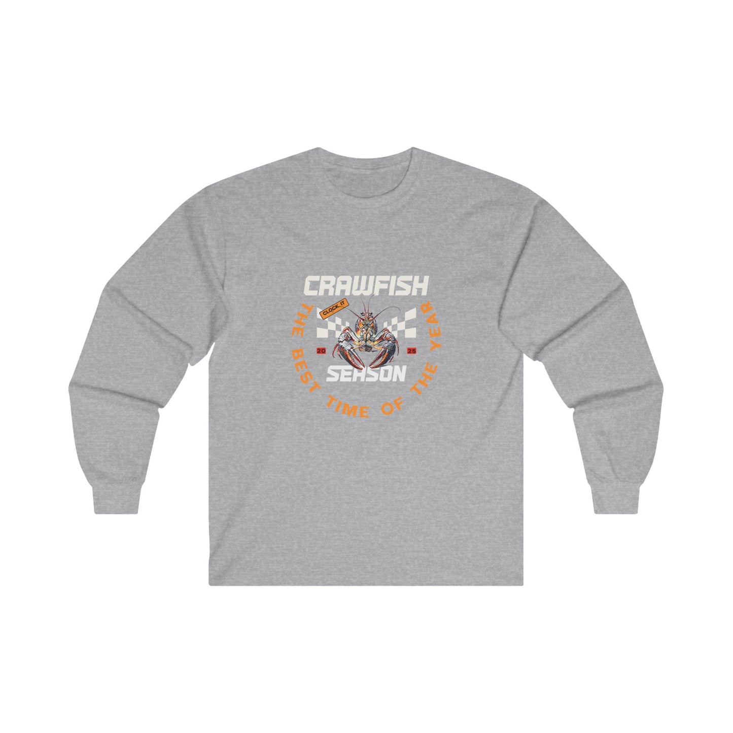 Unisex Ultra Cotton Long Sleeve Tee, Clock It Crawfish Season, Life on the Bayou Collection