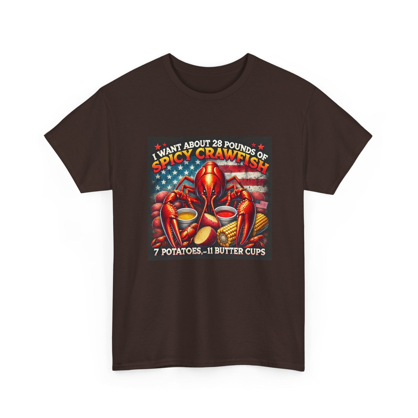 Unisex Heavy Cotton Tee, Old Glory and Crawfish, Crawfish Season and Life on the Bayou Collection