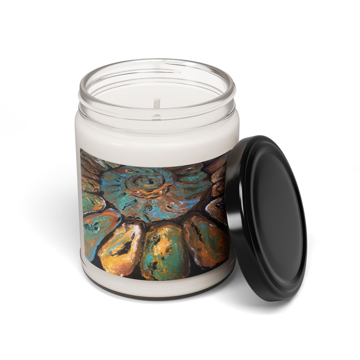 Scented Soy Candle, 9oz, Romance, Art, Flowers, Strawberries, Cream, FrediFreds Home Collection