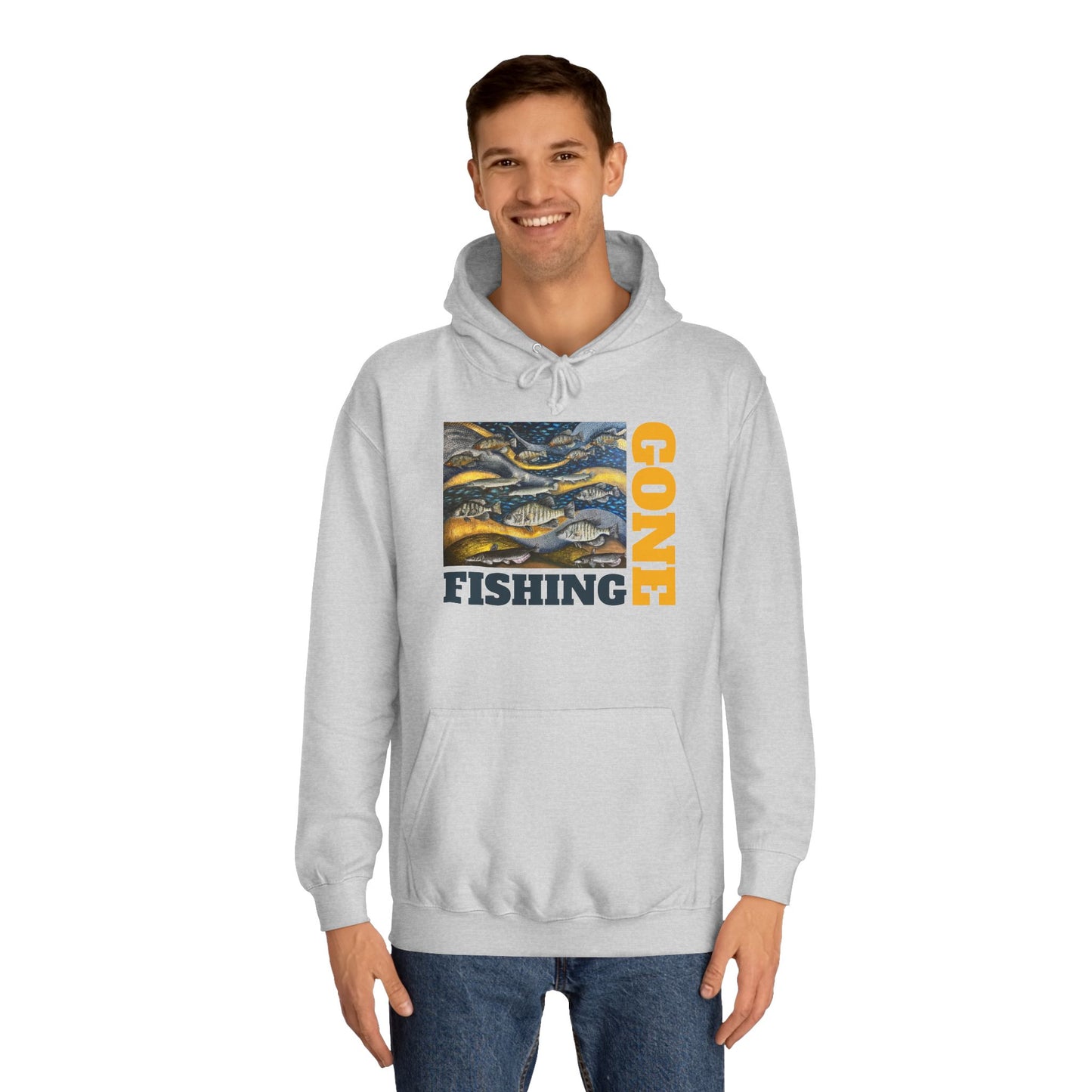 Unisex College Hoodie, Gone Fishing, FrediFreds Home Collection