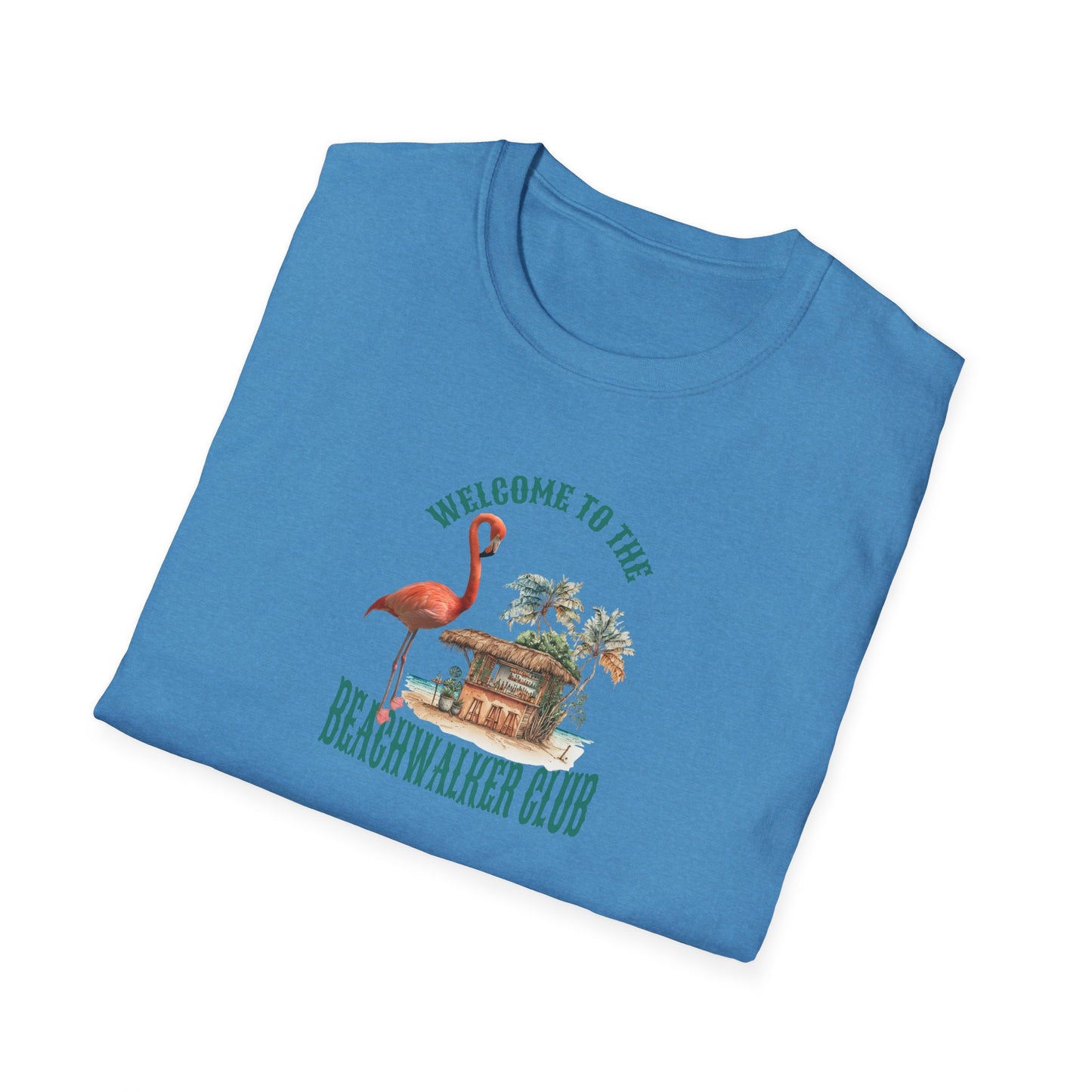 Flamingo Beachwalker Unisex Softstyle T-Shirt, Salt Life & Sunsets Design, Gift Idea, Souvenir, Stylish Tee, Beachwalker Club Collection