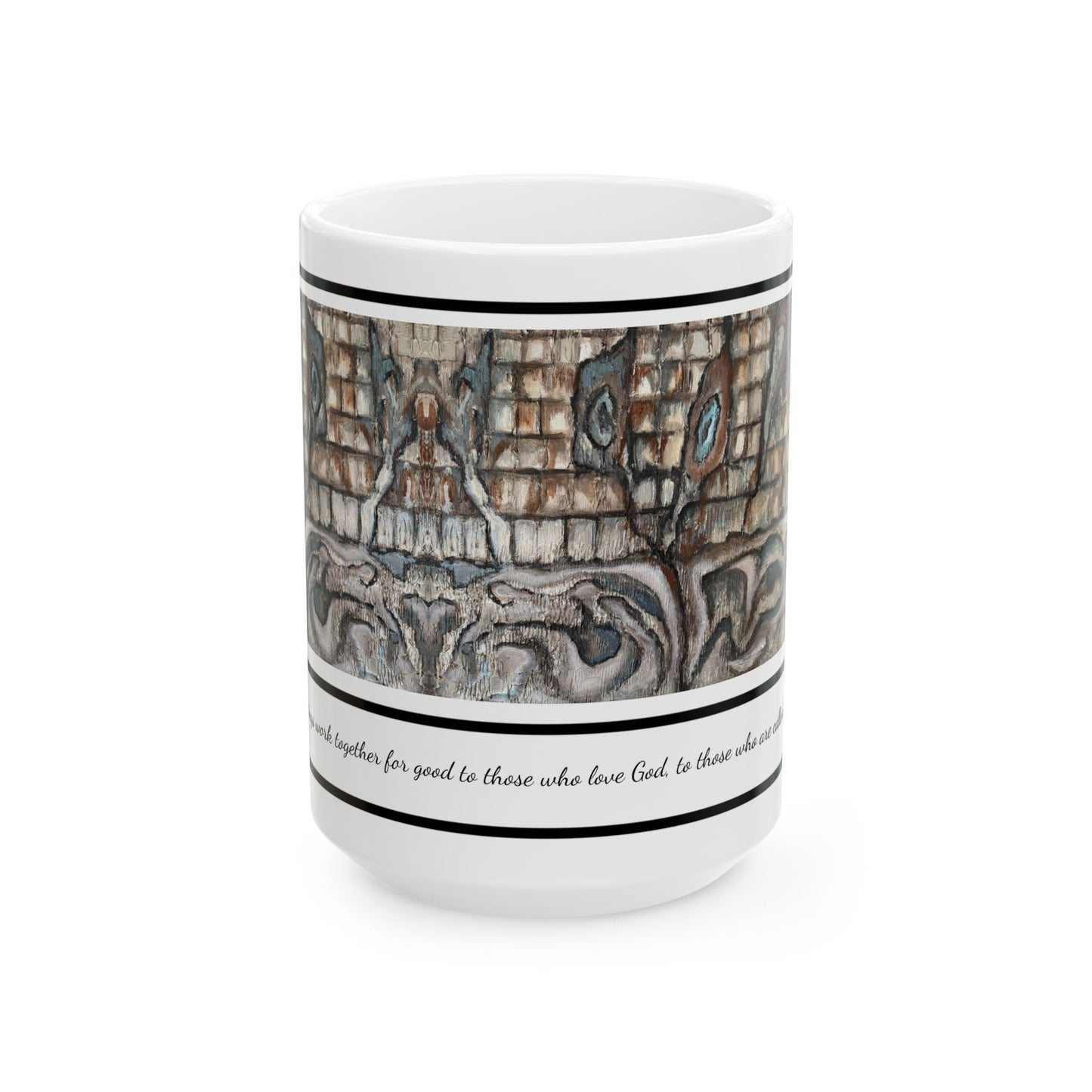 Ceramic Mug, (11oz, 15oz), Designer Series, Bible Verse, Abstract Creek Bed, FrediFreds Home Collection