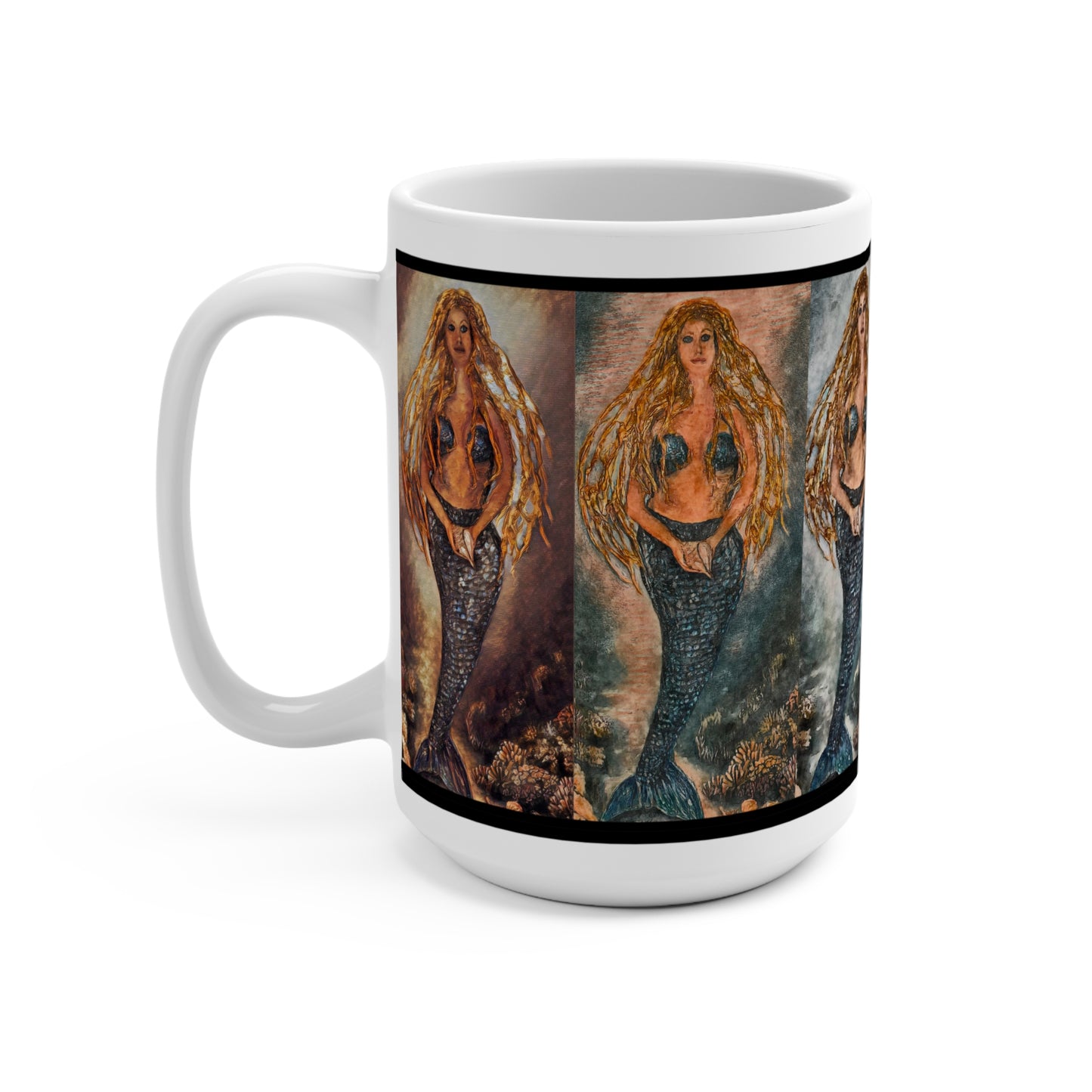Mug 15oz, Mermaid Art, Whimsical, Iva by the Sea