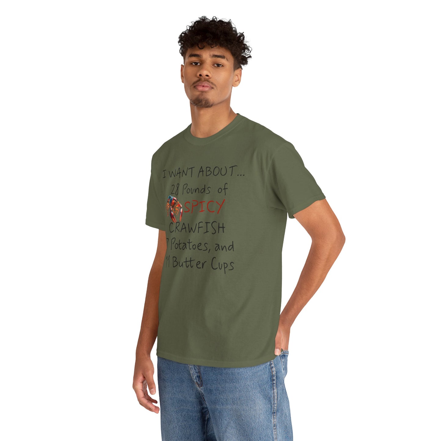 Unisex Heavy Cotton Tee, I Want About 28 Pounds of Crawfish, Humorous, Life on the Bayou Collection