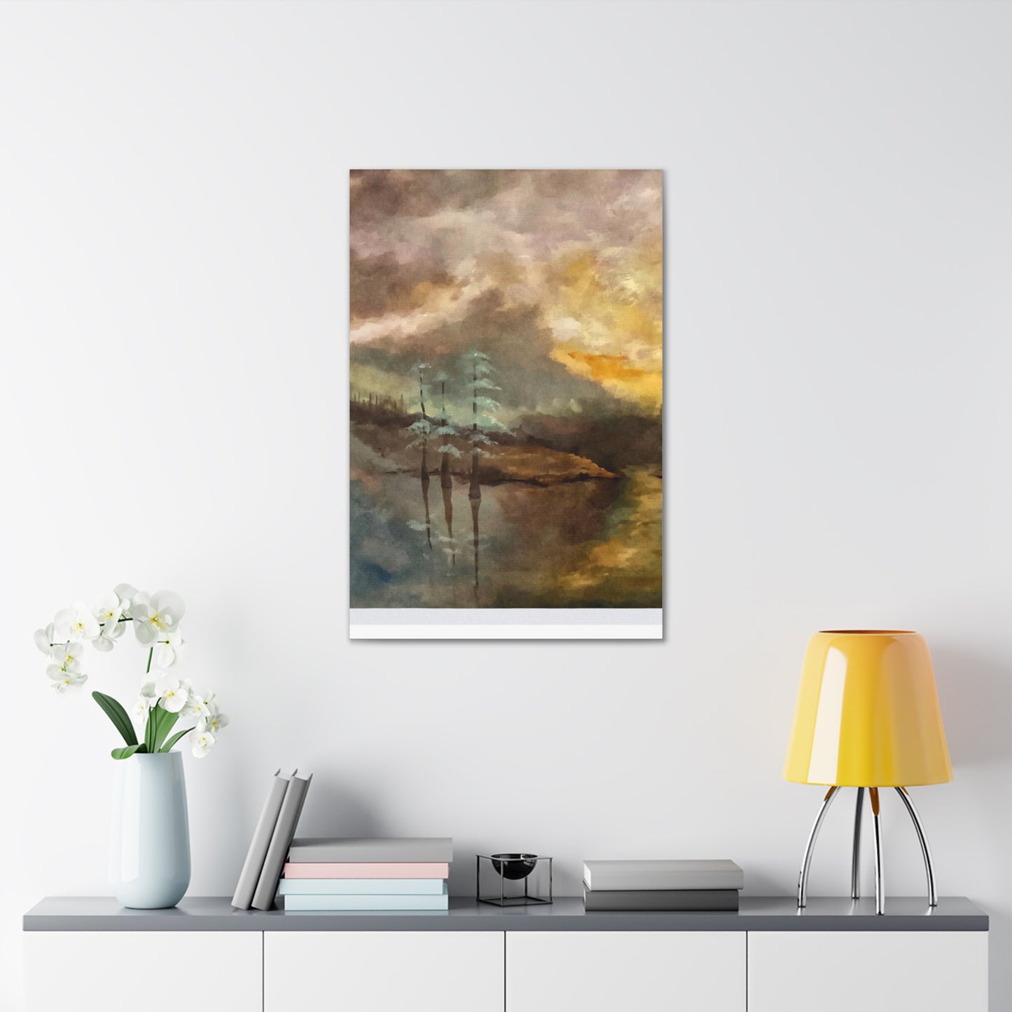 Canvas Gallery Wraps, Moon Lake Watercolor, FrediFreds Home Collection