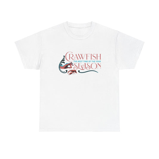 Unisex Heavy Cotton Tee, Crawfish Season, Life on the Bayou Collection