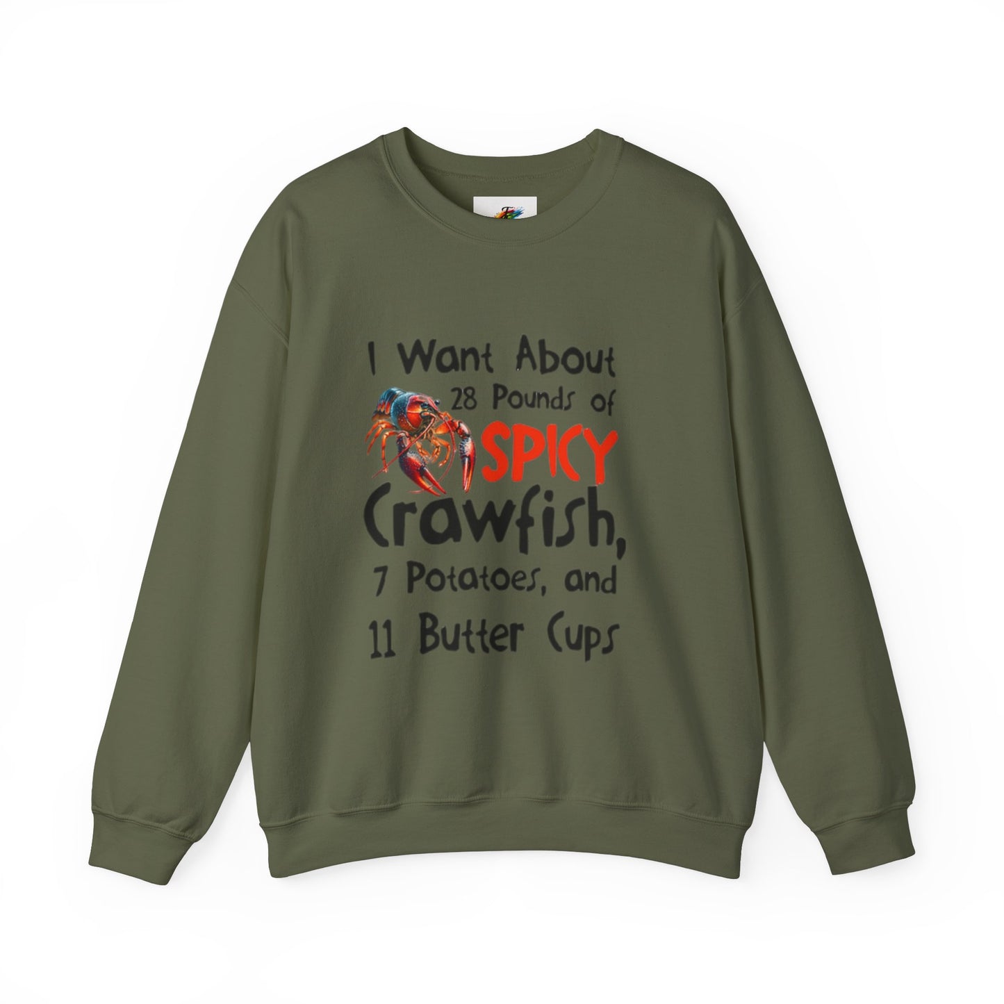 Unisex Heavy Blend™ Crewneck Sweatshirt, Crawfish Apparel, I want about 28 pounds of Spicy Crawfish, Crawfish Season Collection