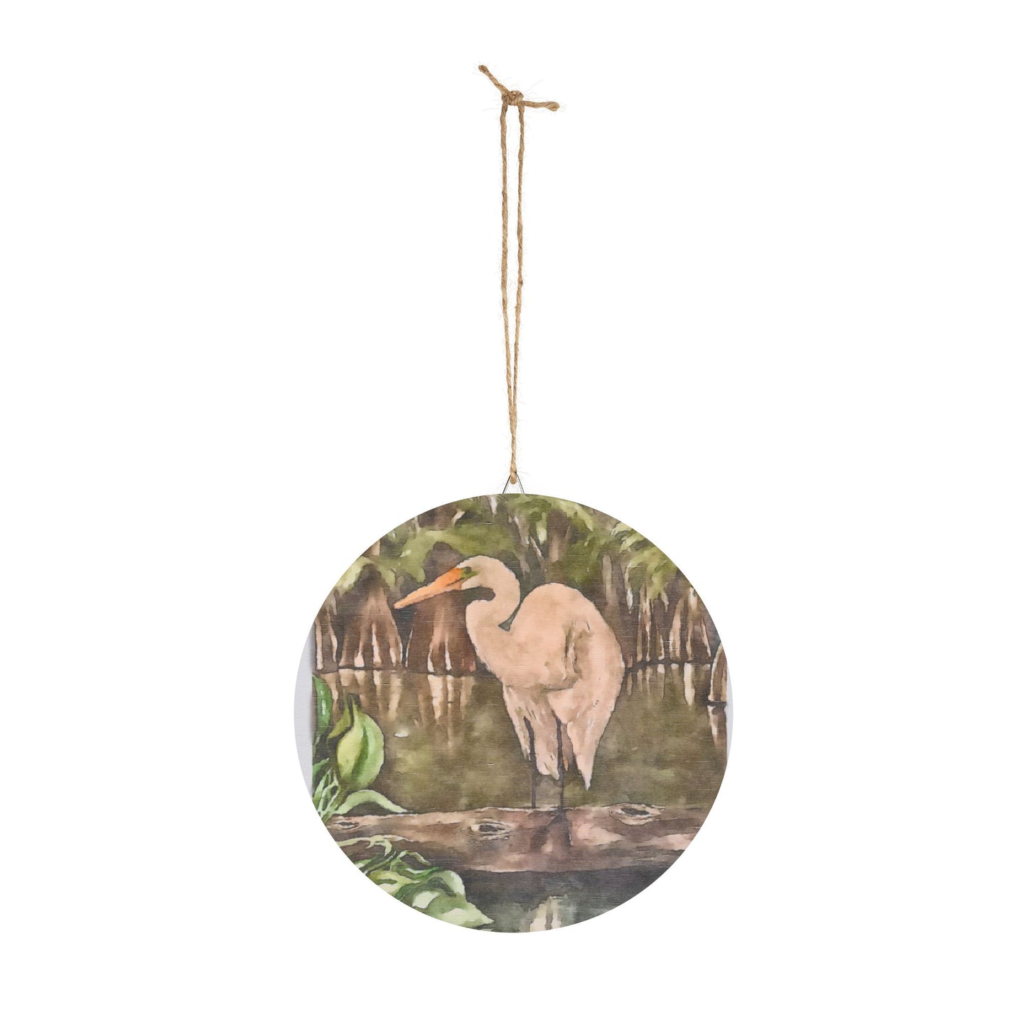 Wood Signs, Watercolor, Egret Perch, FrediFreds Home Collection