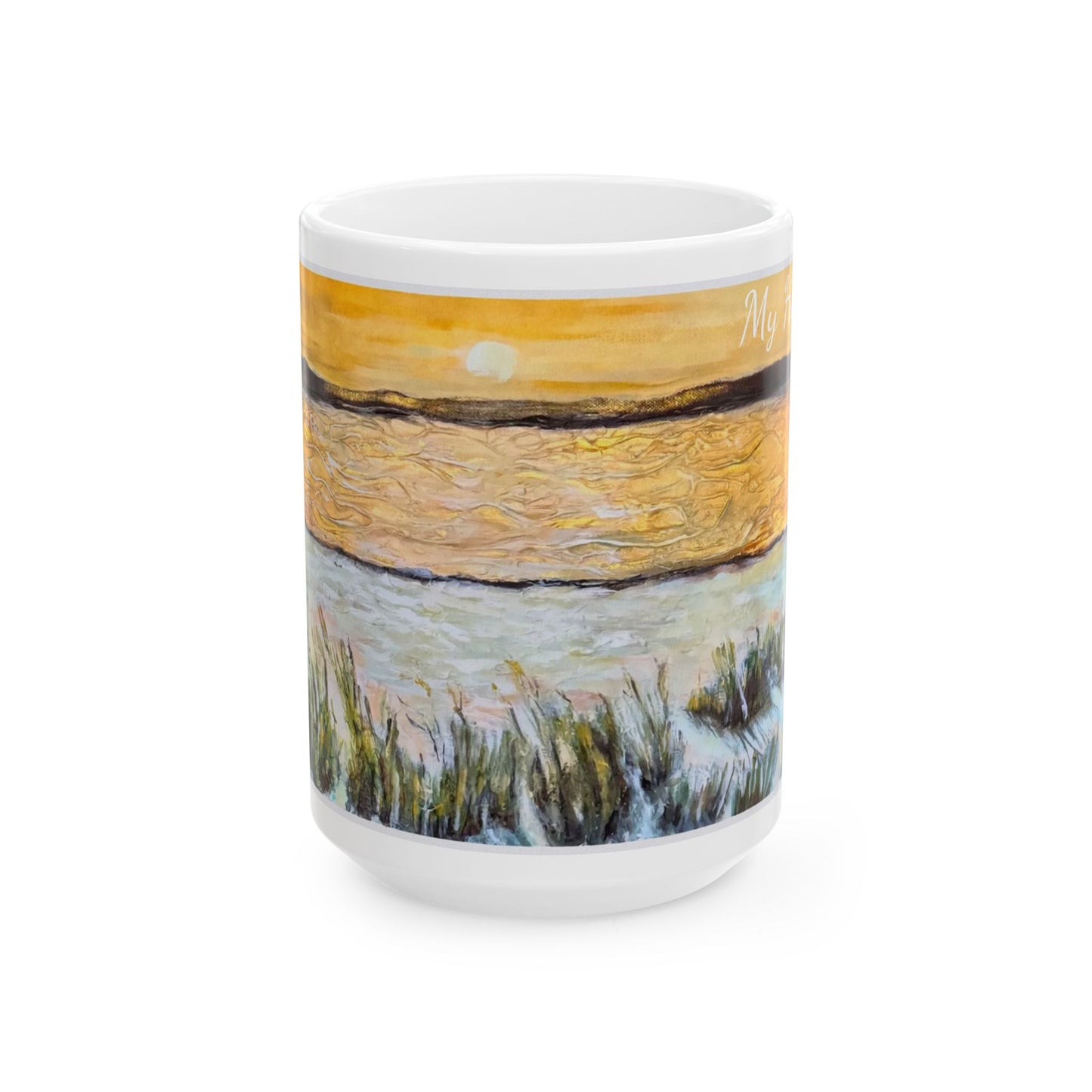 Ceramic Mug, (11oz, 15oz), Paradise, My Happy Place, Beachwalker Club Collection