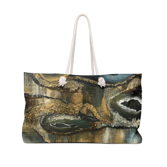 Weekender Bag,  Abstract Earth Tones Creek Bed Design, Life on the Bayou Collection