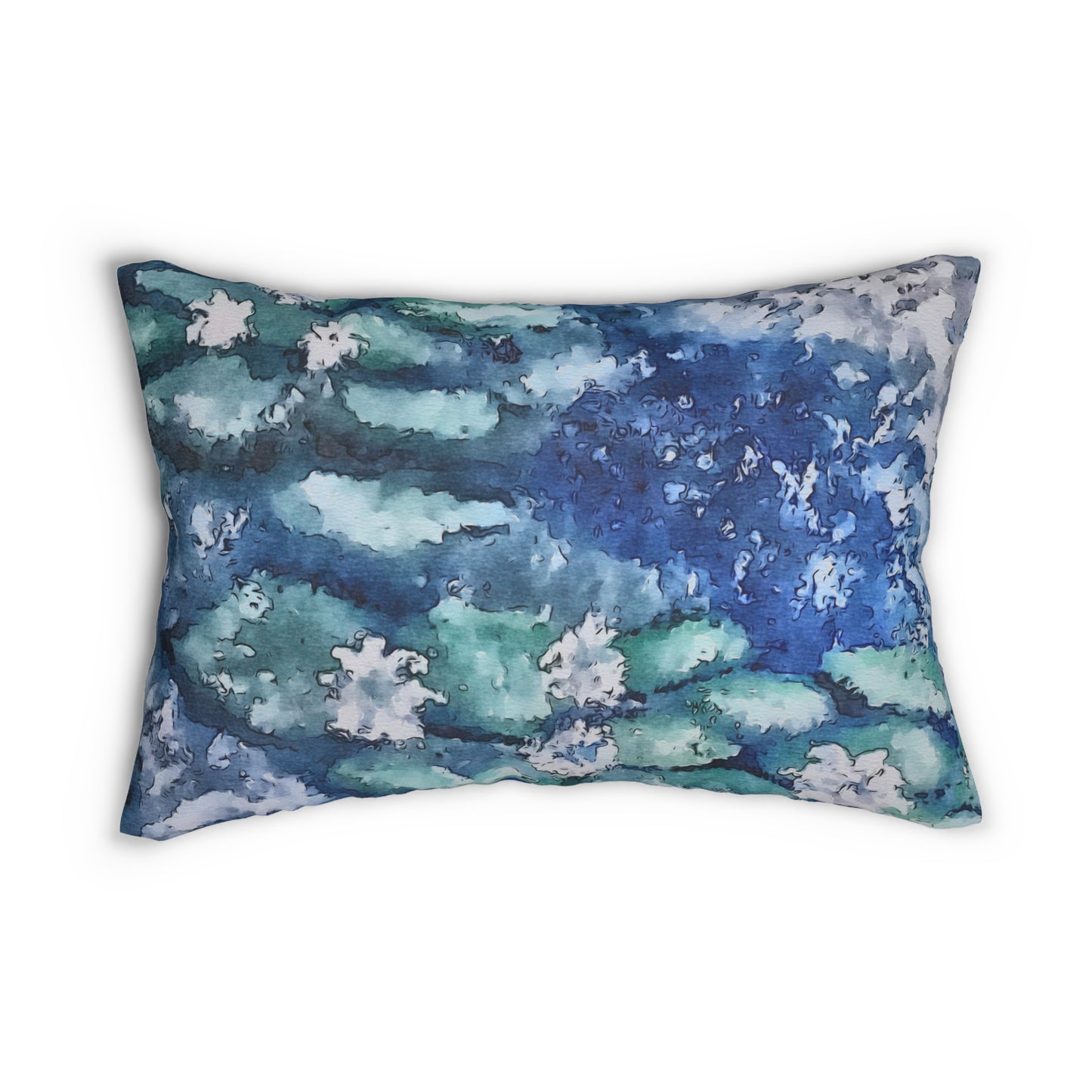 Spun Polyester Lumbar Pillow, Water Lilies, FrediFreds Home Collection