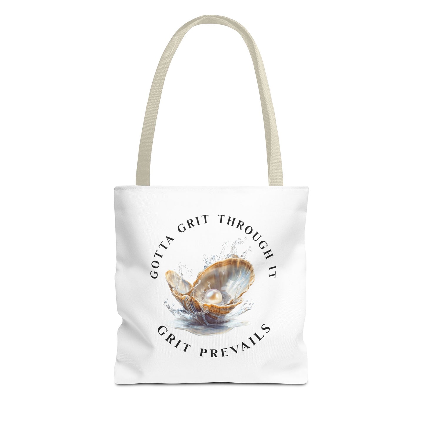 Tote Bag (AOP) With Print Design "Grit Prevails", Gotta Grit Through It Collection