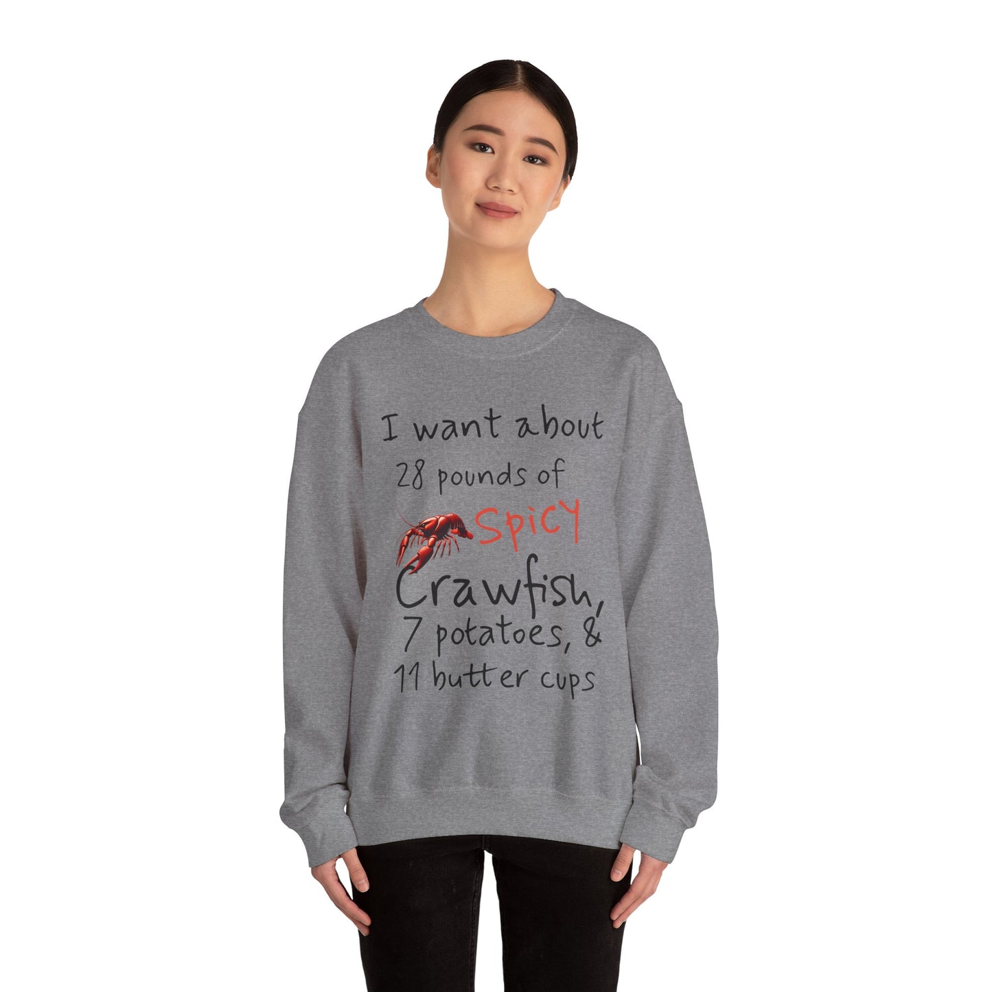 Unisex Heavy Blend™ Crewneck Sweatshirt, I want 28 pounds of Crawfish, Life on the Bayou Collection