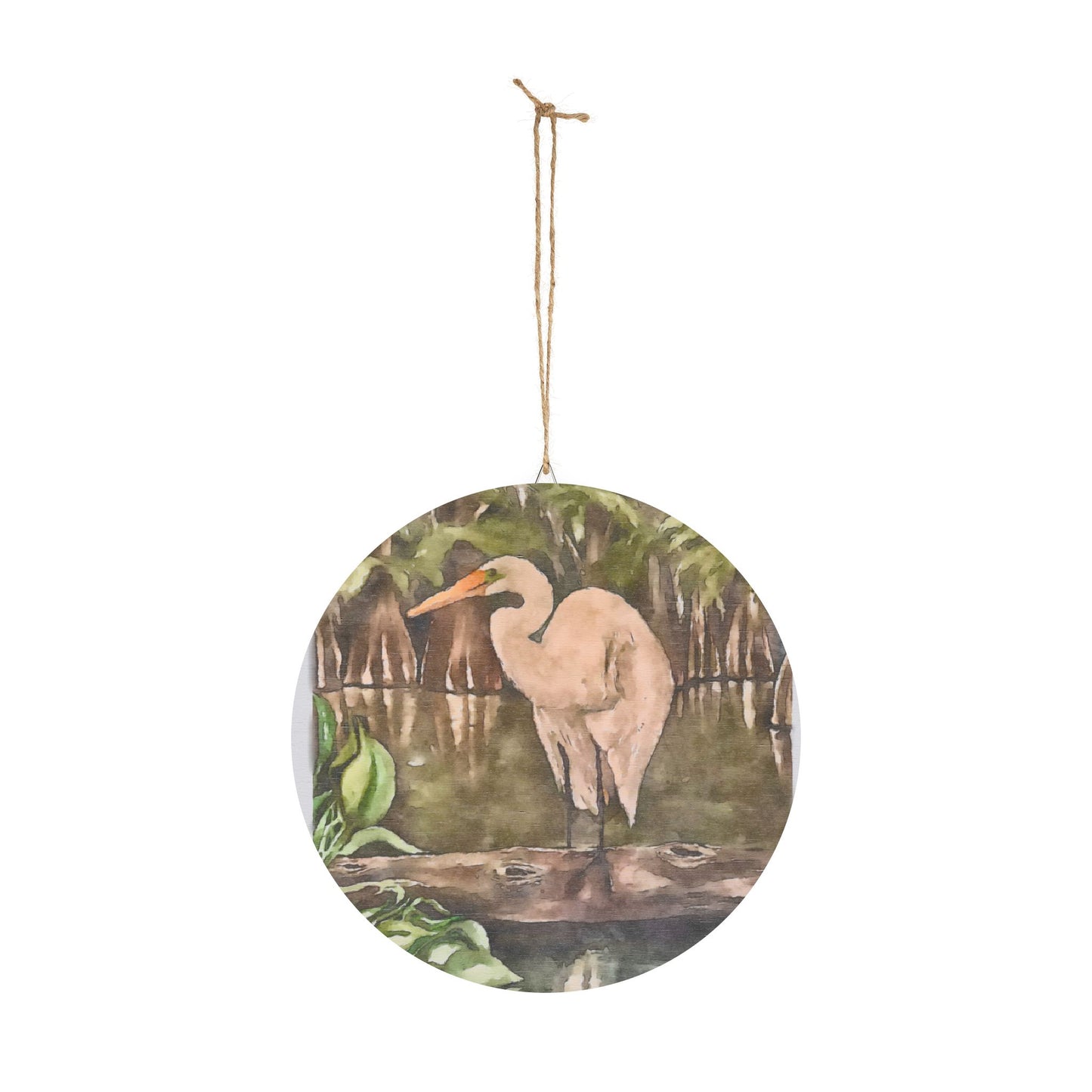 Wood Signs, Watercolor, Egret Perch, FrediFreds Home Collection