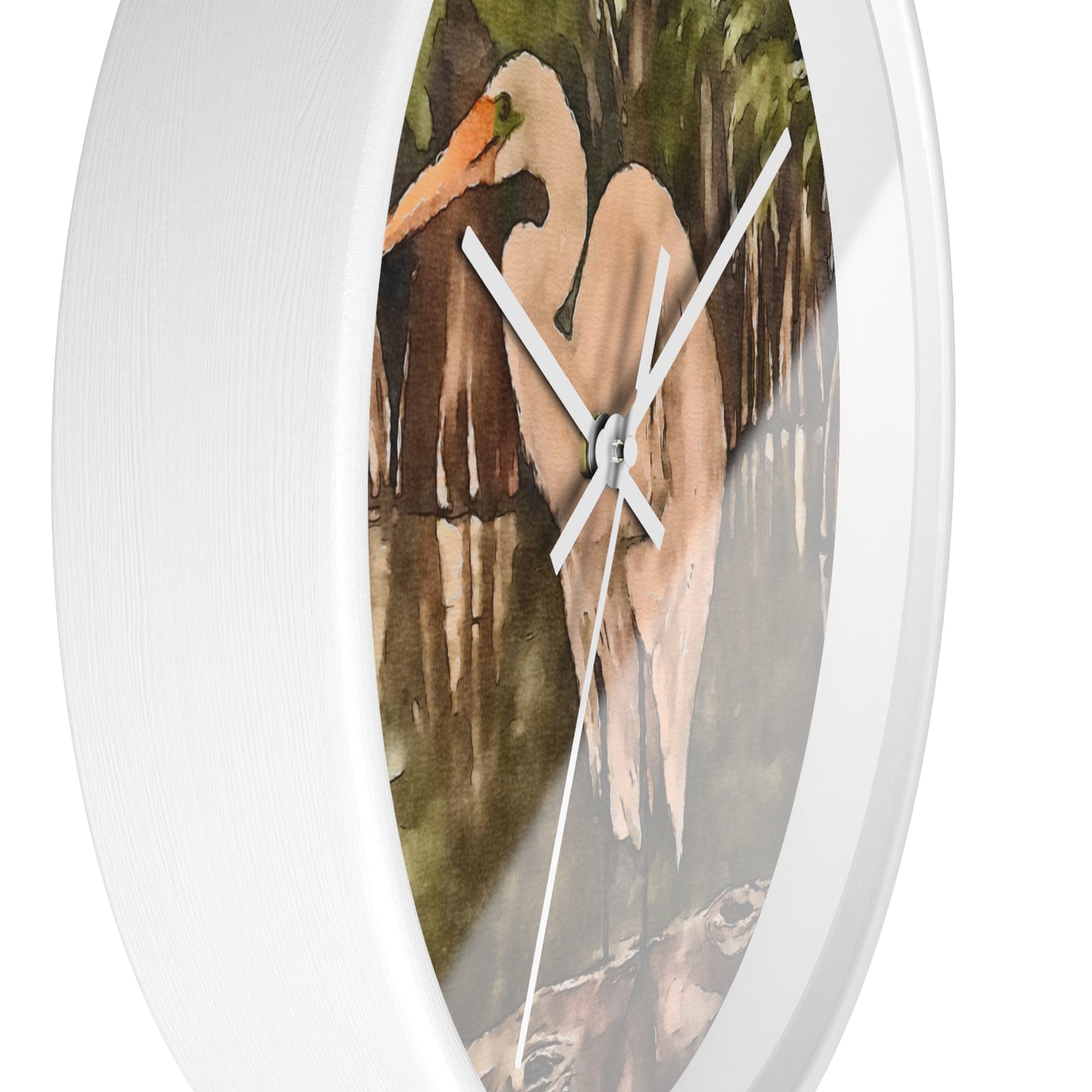 Wall Clock, Watercolor, Egret Perch, Life on the Bayou Collection