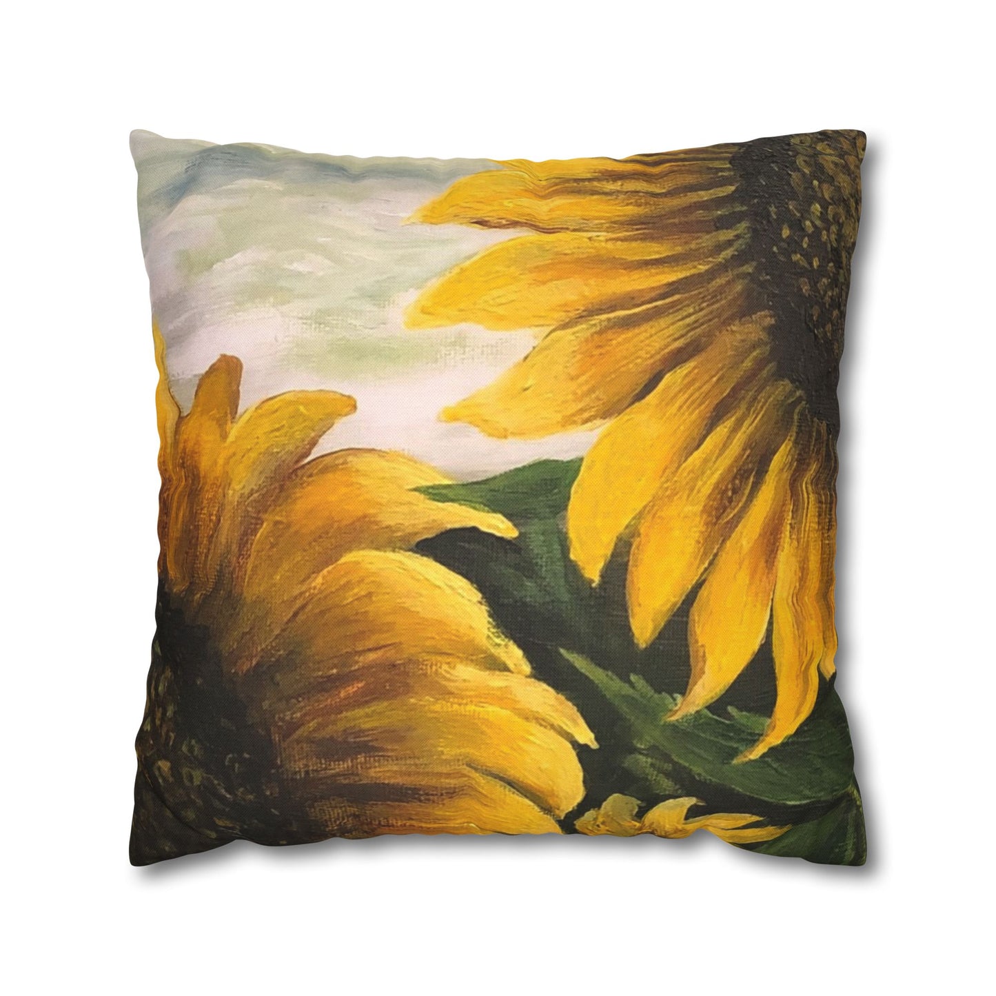 Spun Polyester Square Pillowcase, Sunflowers