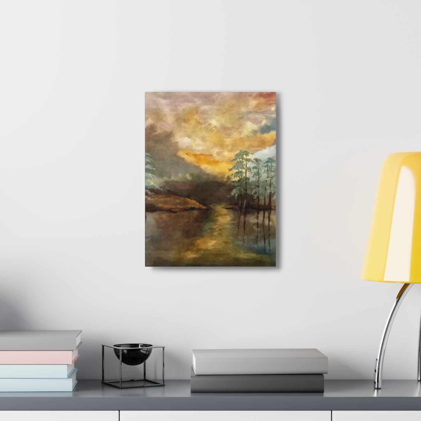 Canvas Gallery Wraps, Moon Lake Watercolor, FrediFreds Home Collection