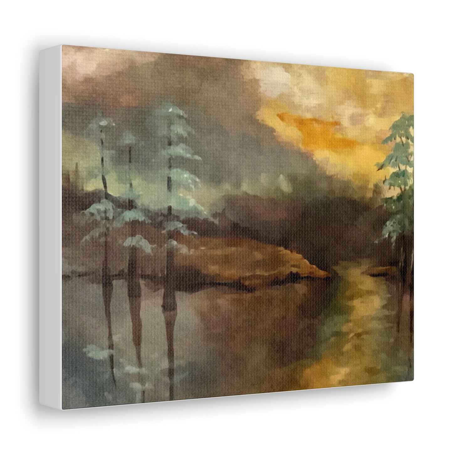 Canvas Gallery Wraps, Moon Lake Watercolor, FrediFreds Home Collection